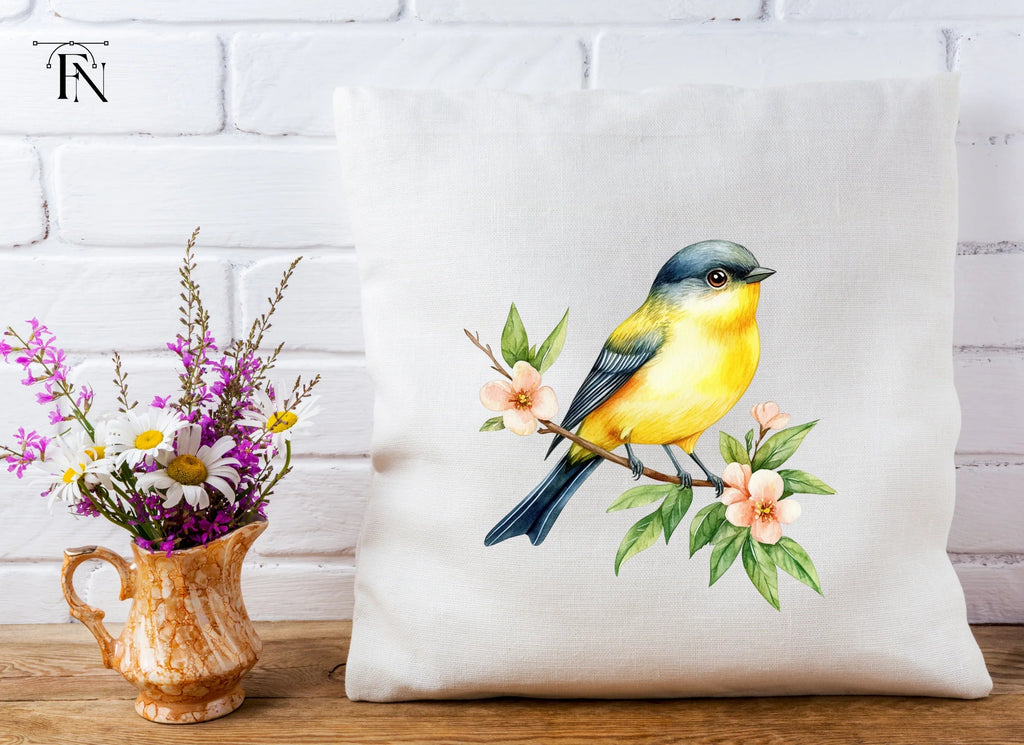 Yellow Bird on Branch Clipart Bundle