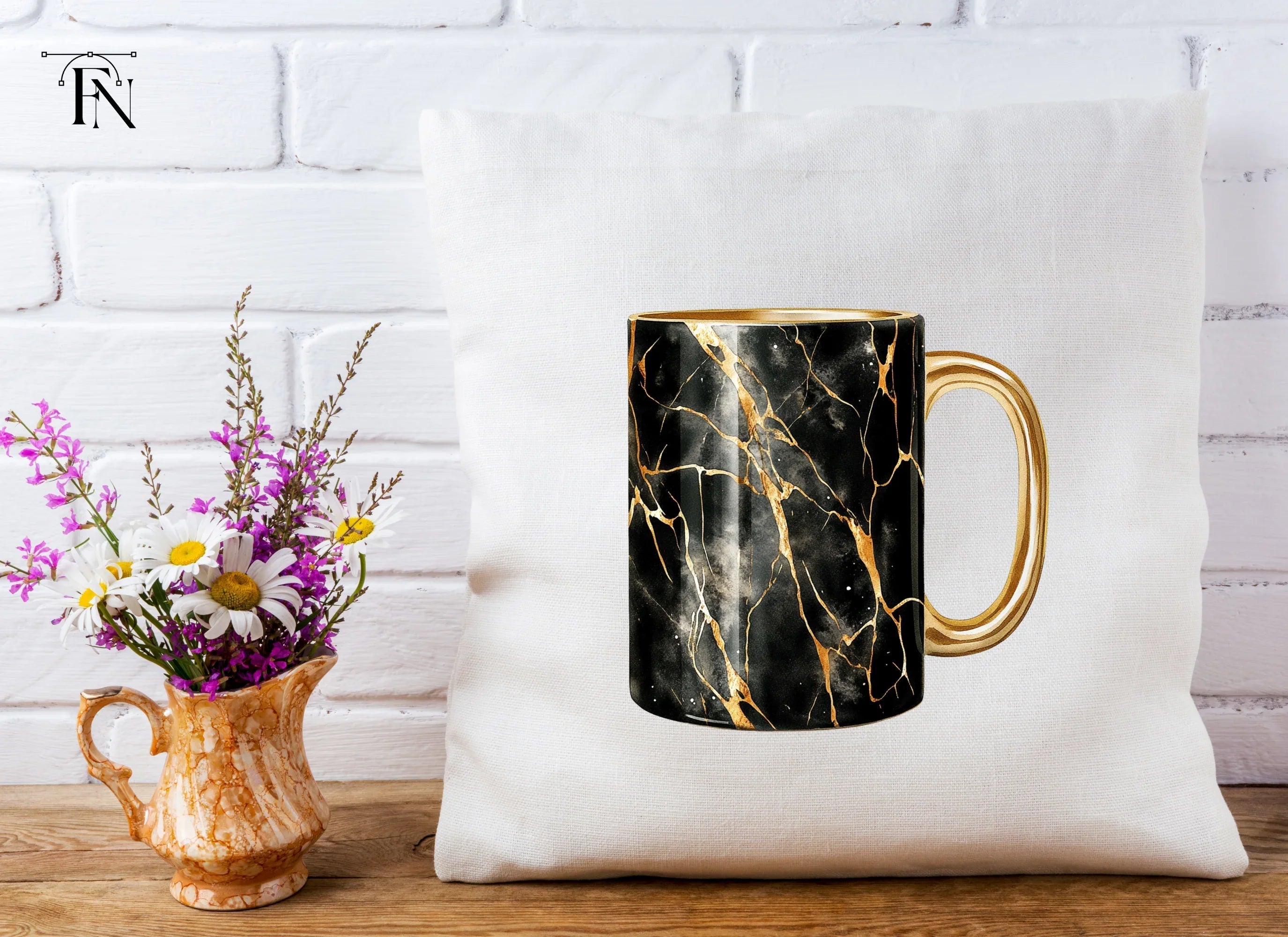Kintsugi Black and Gold Clipart Bundle
