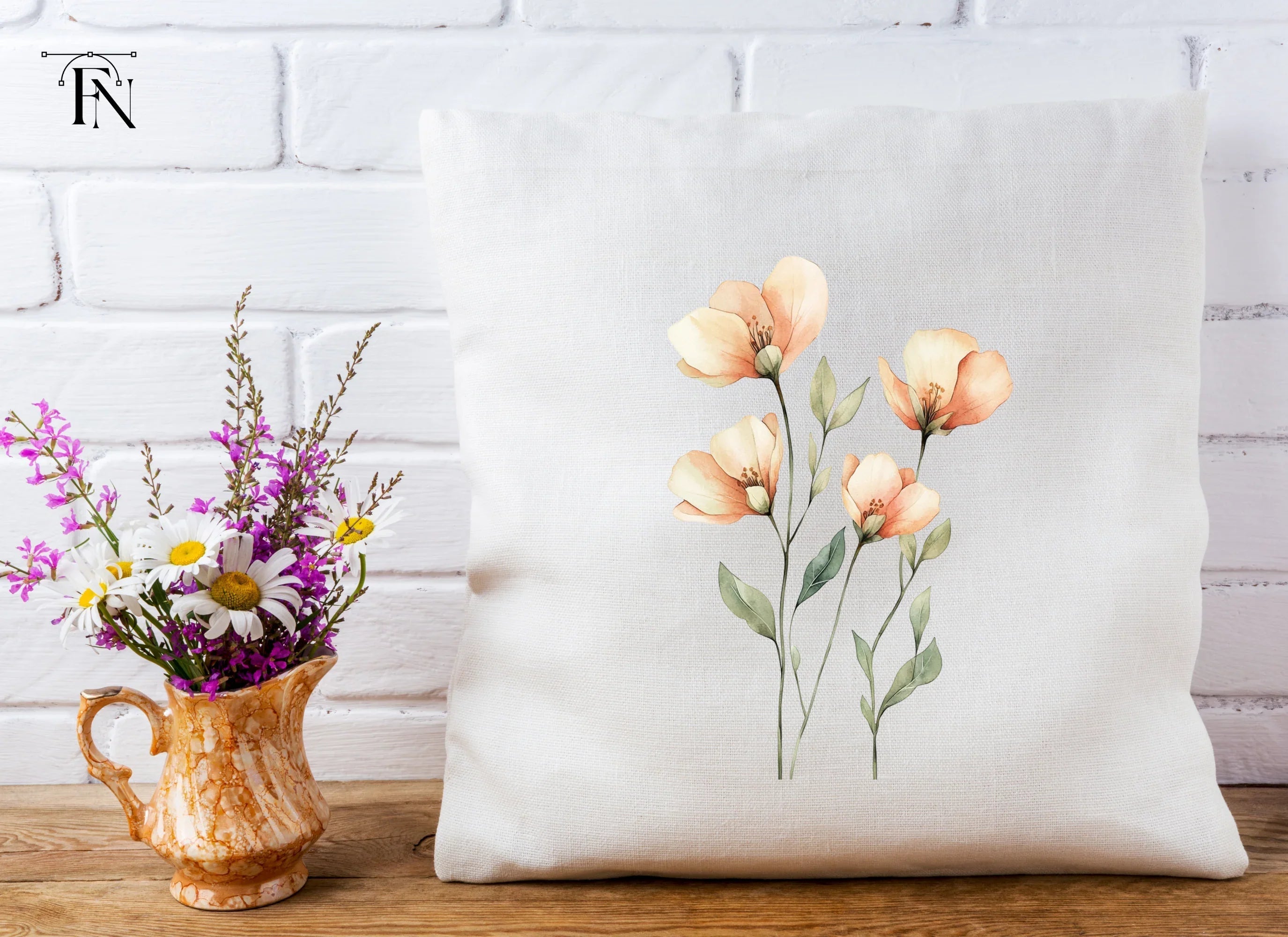 Graceful Orange Floral Clipart Bundle