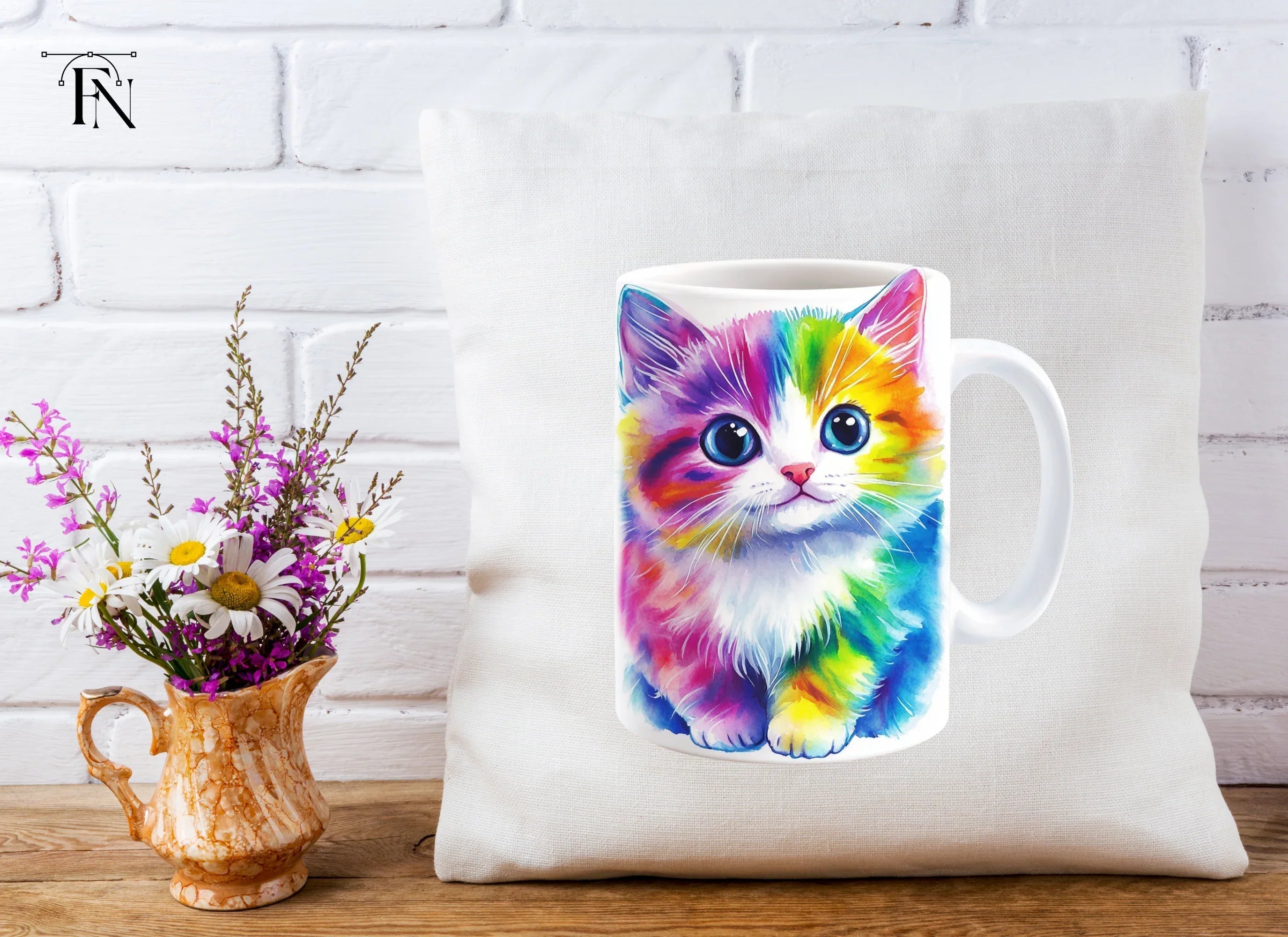 Cute Rainbow Cat Clipart Bundle