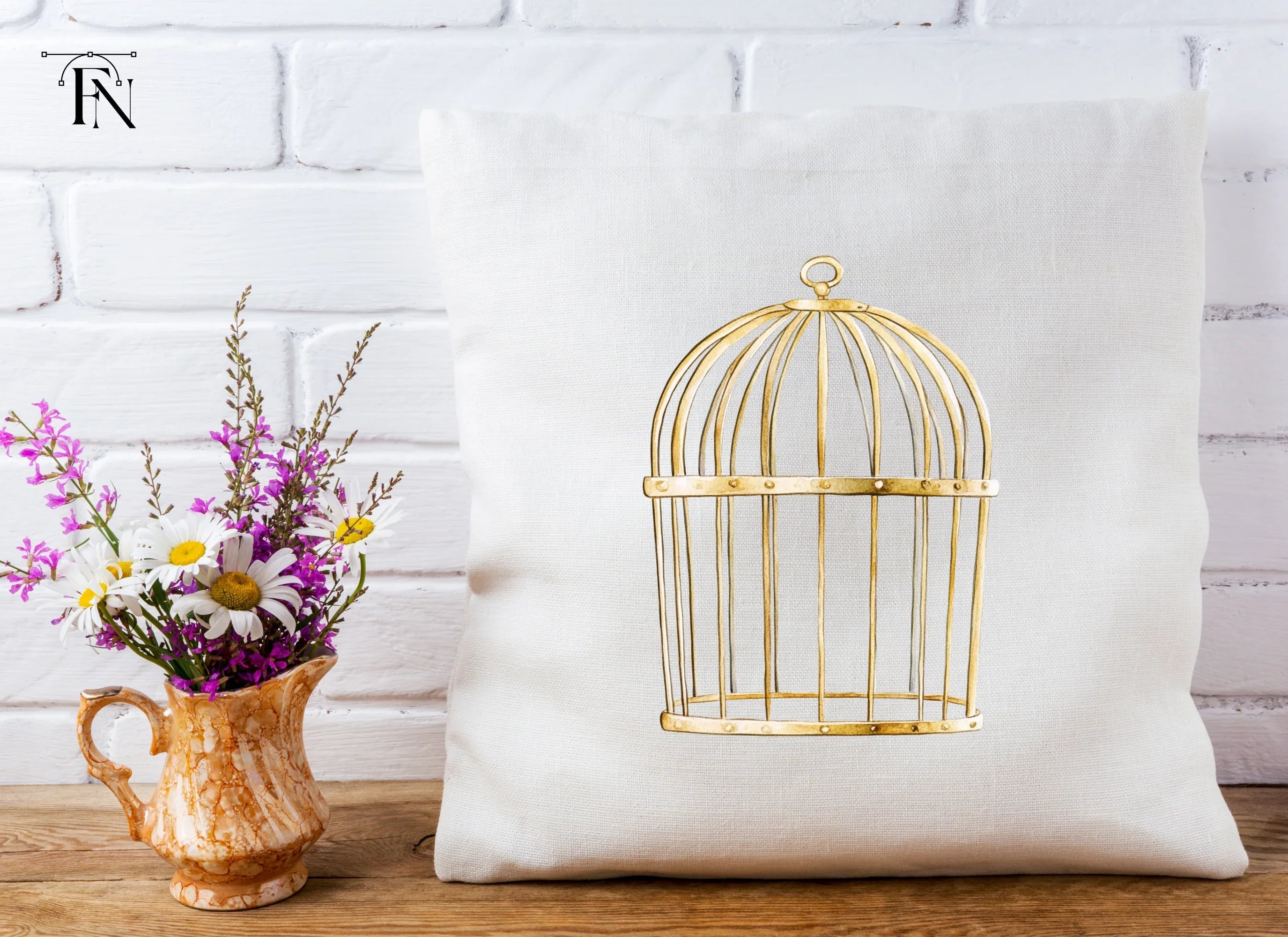 Elegant Golden Bird Cages Clipart Bundle