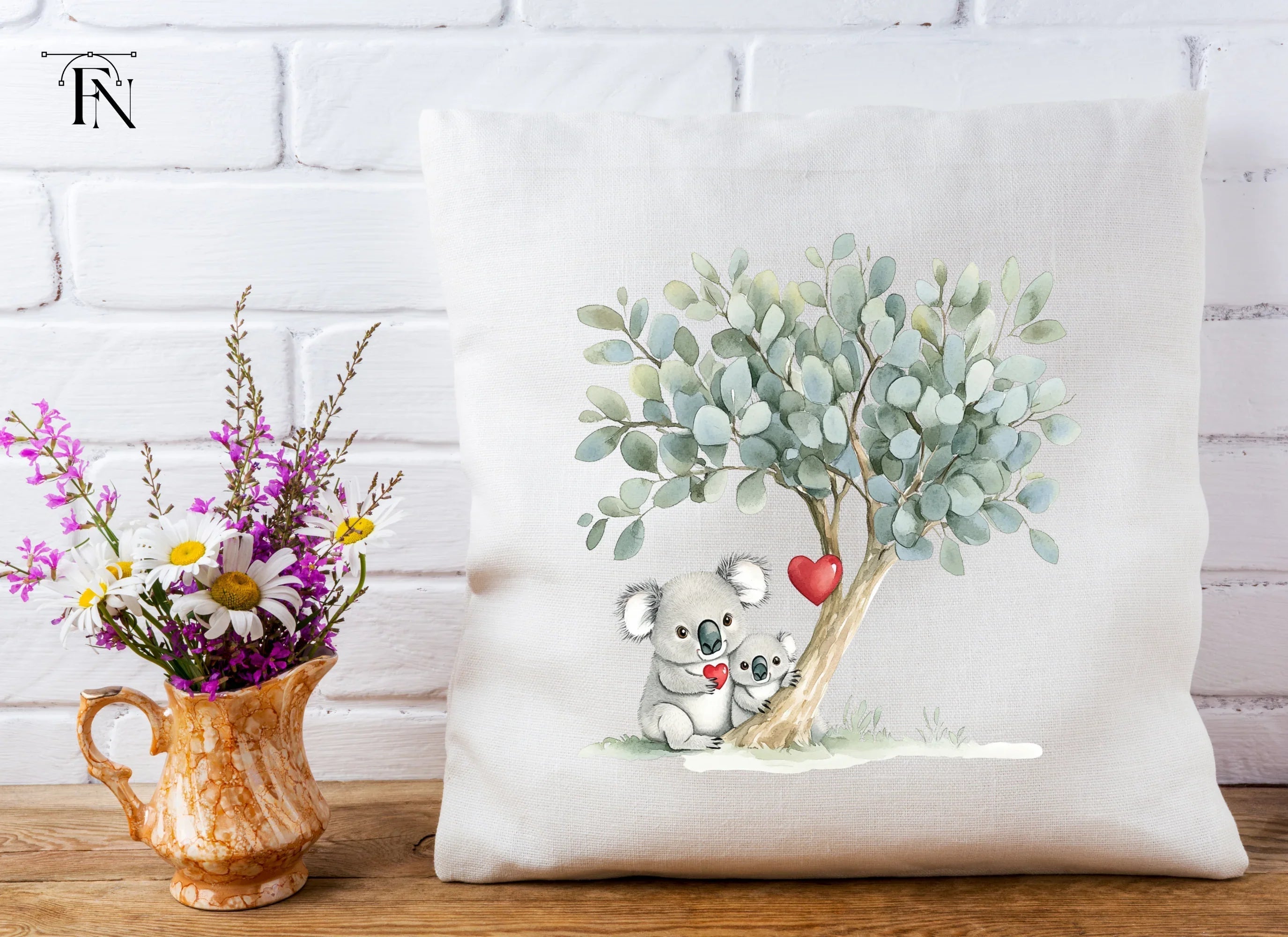 Cute Koala Family with Eucalyptus Trees Clipart Bundle