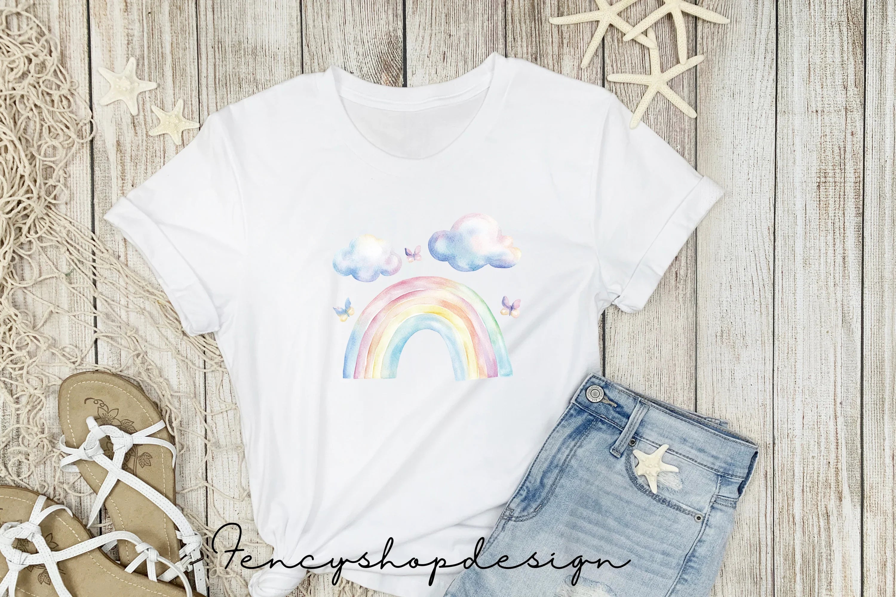Soft Pastel Rainbow Clouds Clipart Bundle