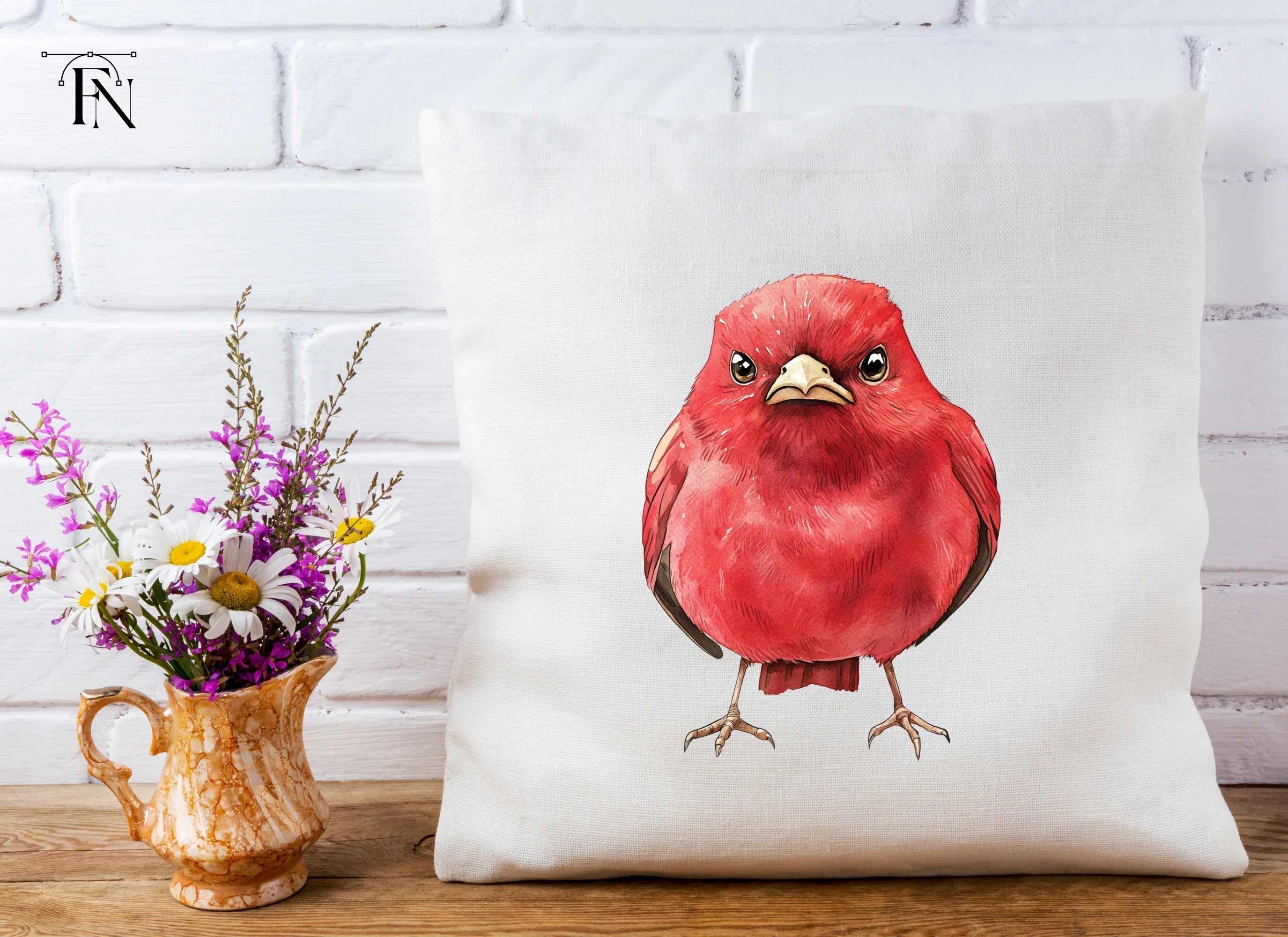 Cute Red Cardinal Bird Clipart Bundle
