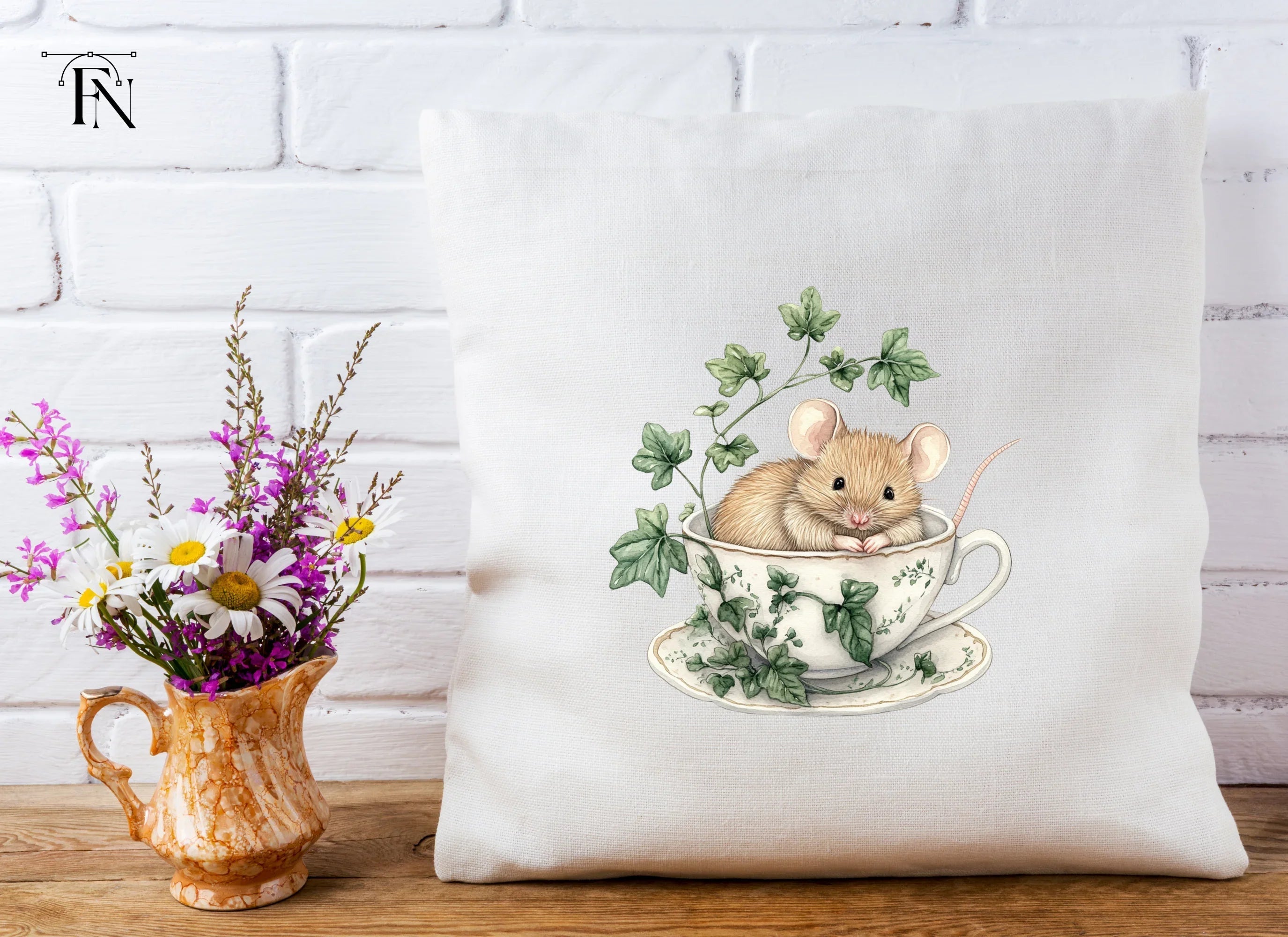 Brown Mice in Teacups Clipart Bundle