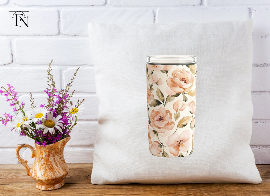Vintage Peach Floral Tumbler Clipart Bundle