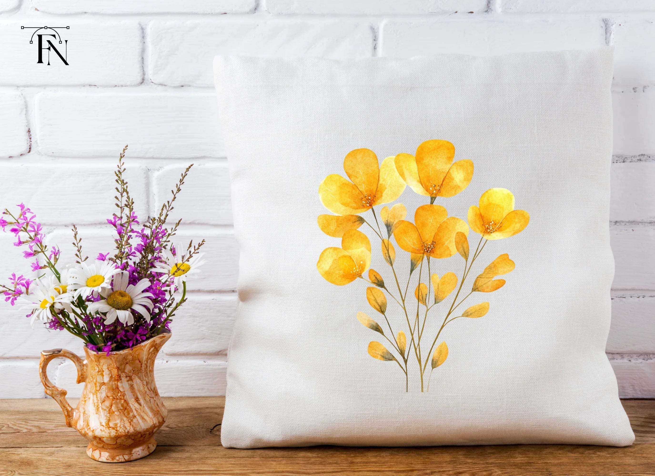 Elegant Yellow Floral Bouquet Clipart Bundle