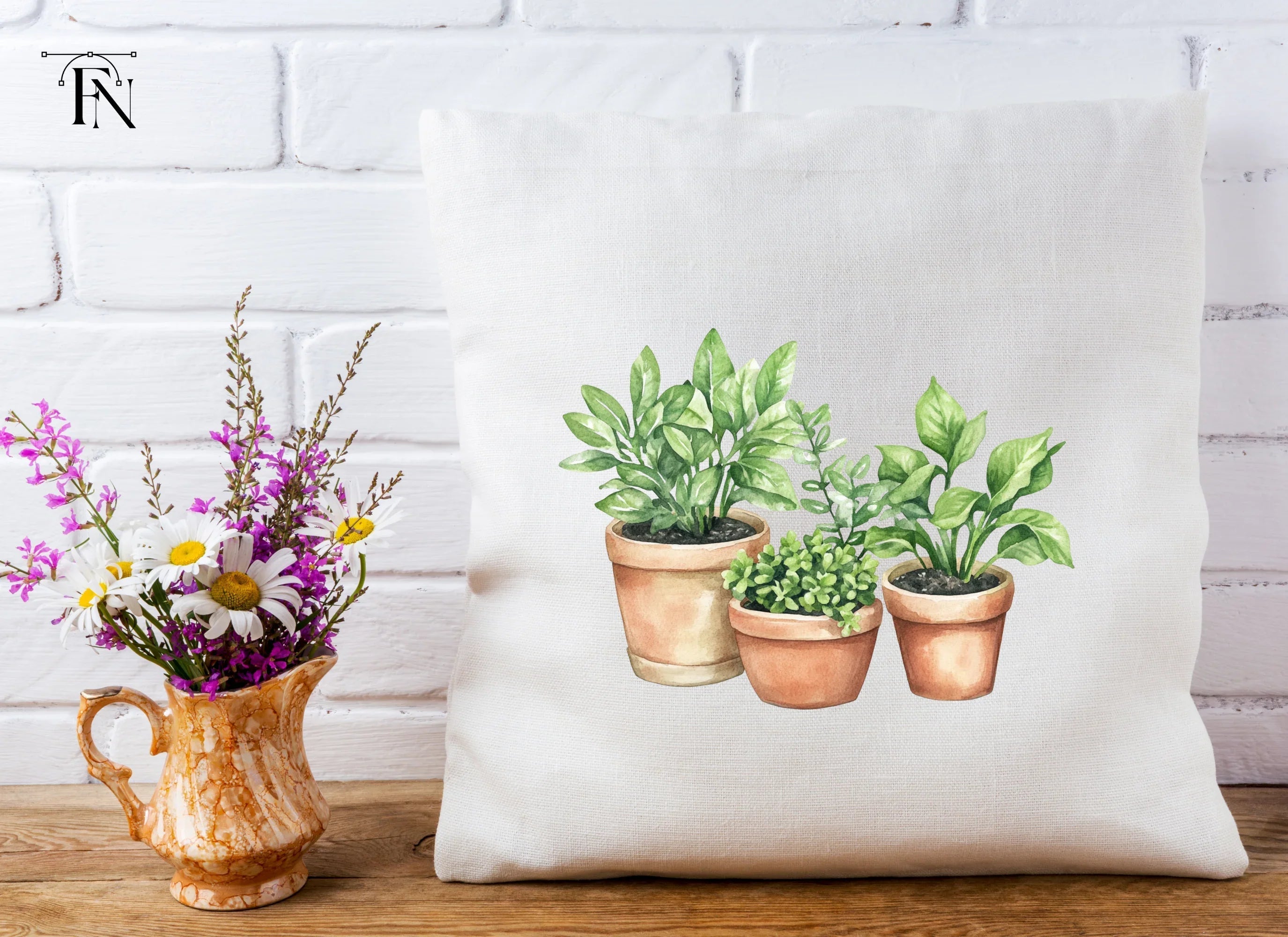 Green Potted Houseplants Clipart Bundle