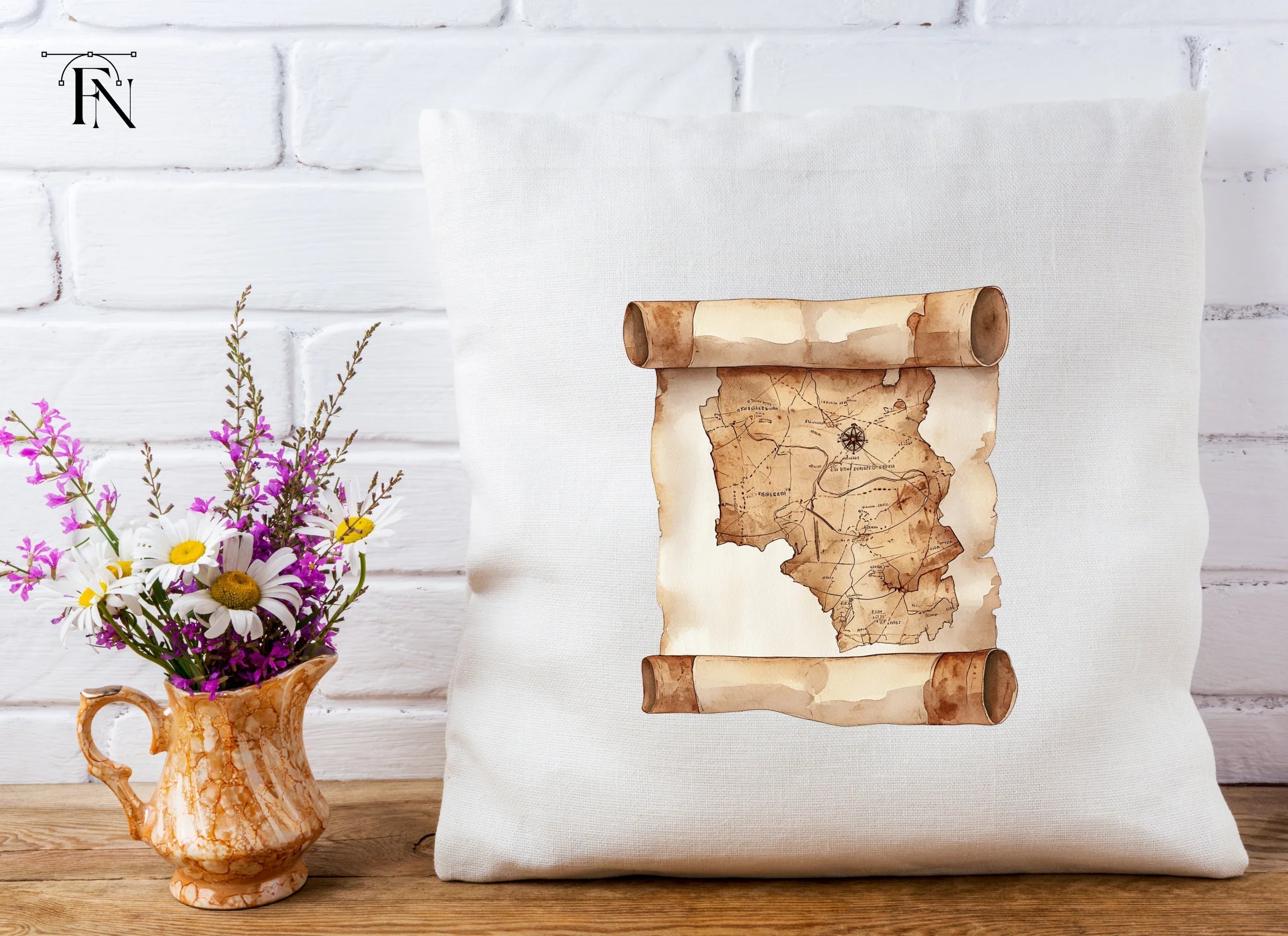Vintage Scroll Map Clipart Bundle