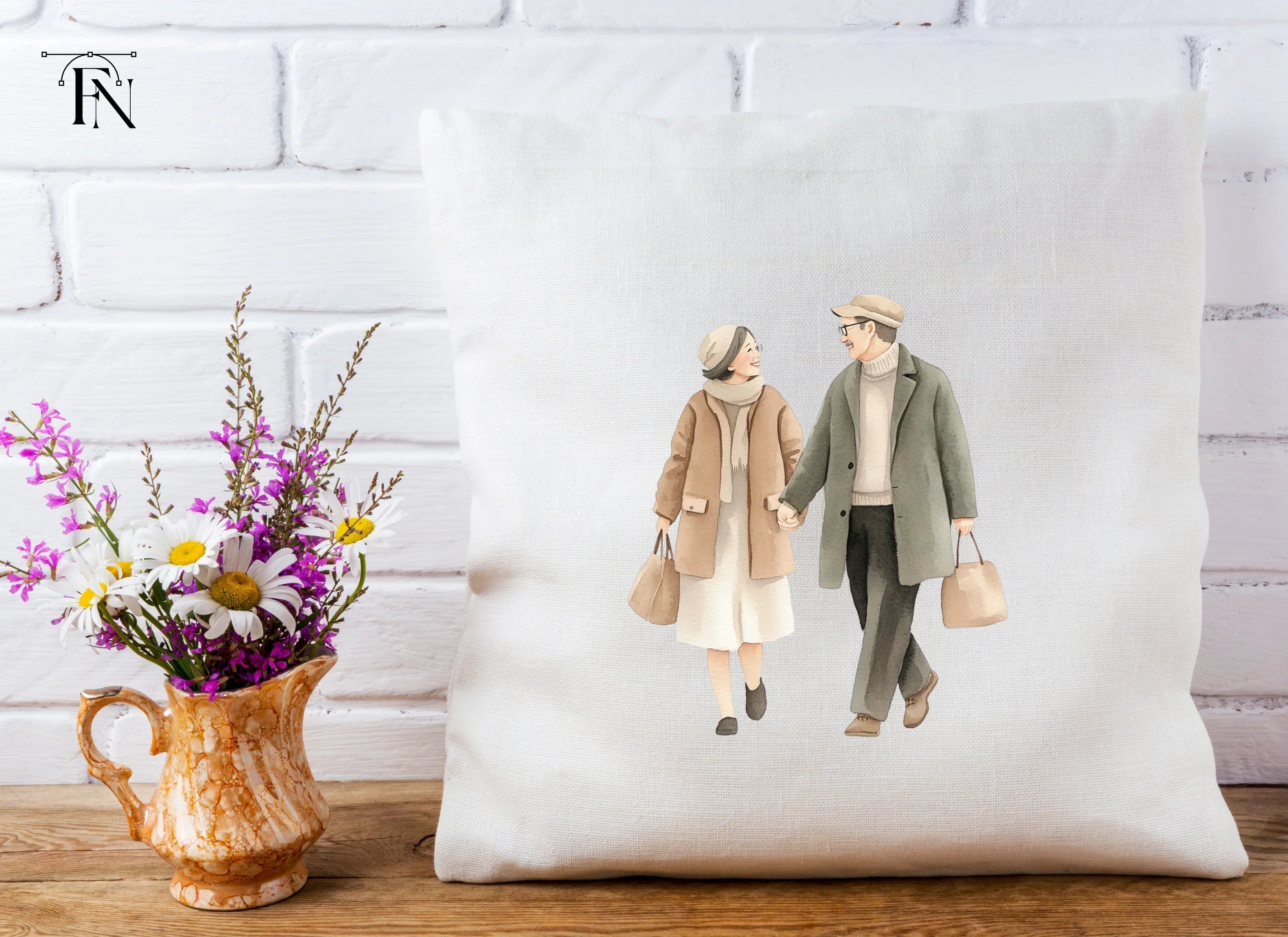 Stylish Senior Couples Walking Clipart Bundle