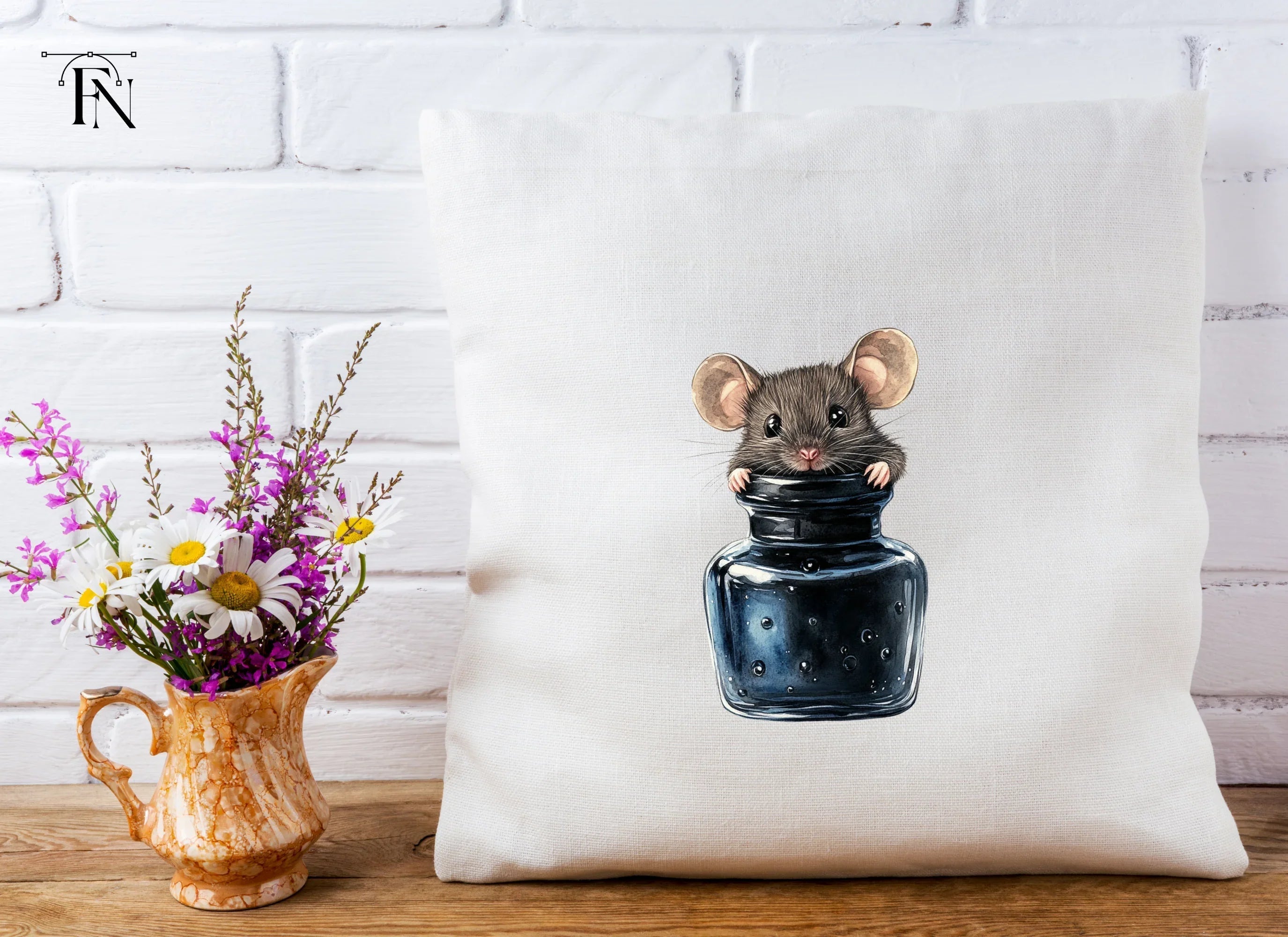 Cute Mice in Ink Bottles Clipart Bundle