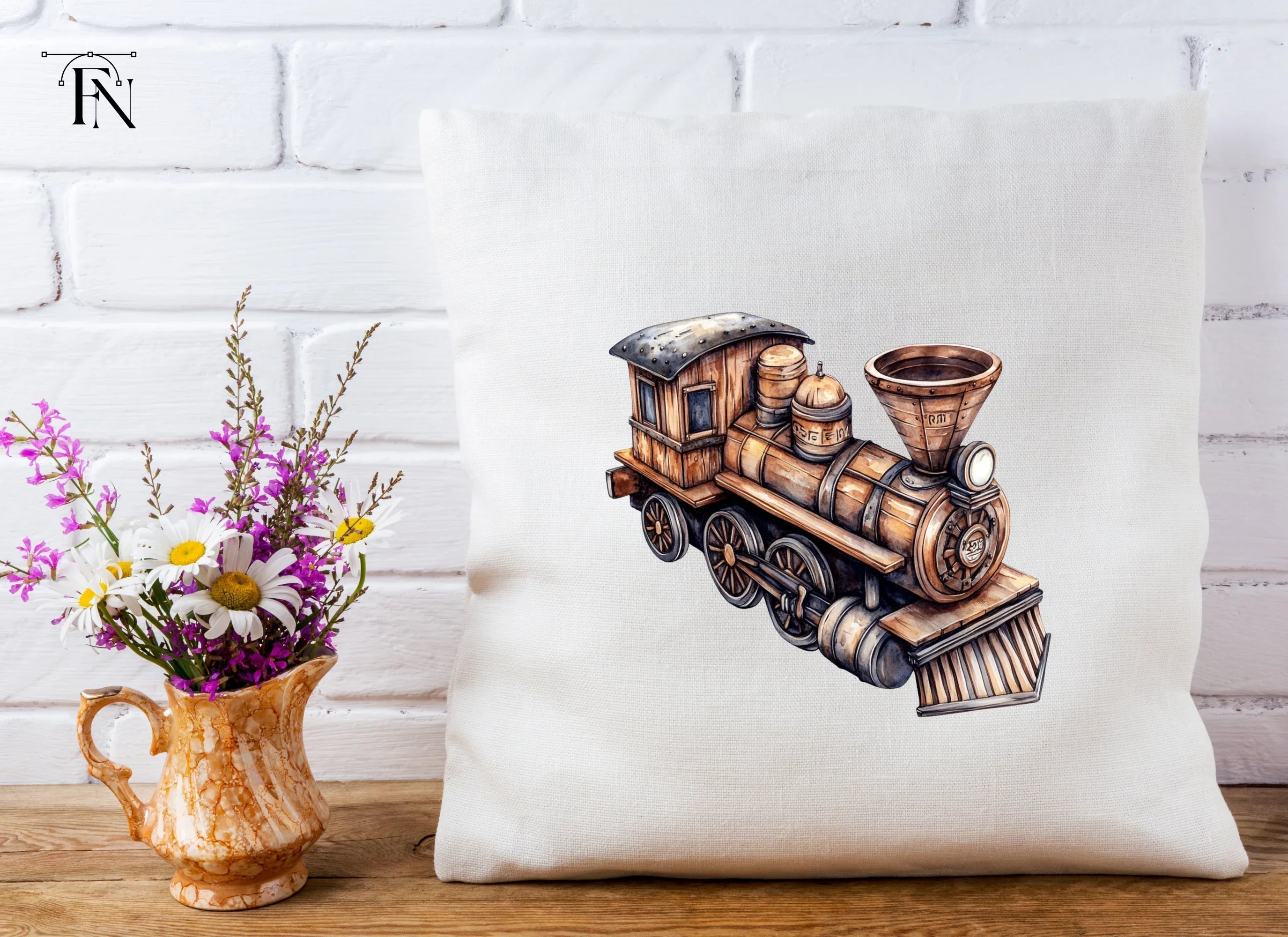 Steampunk Wooden Train Engine Clipart Bundle
