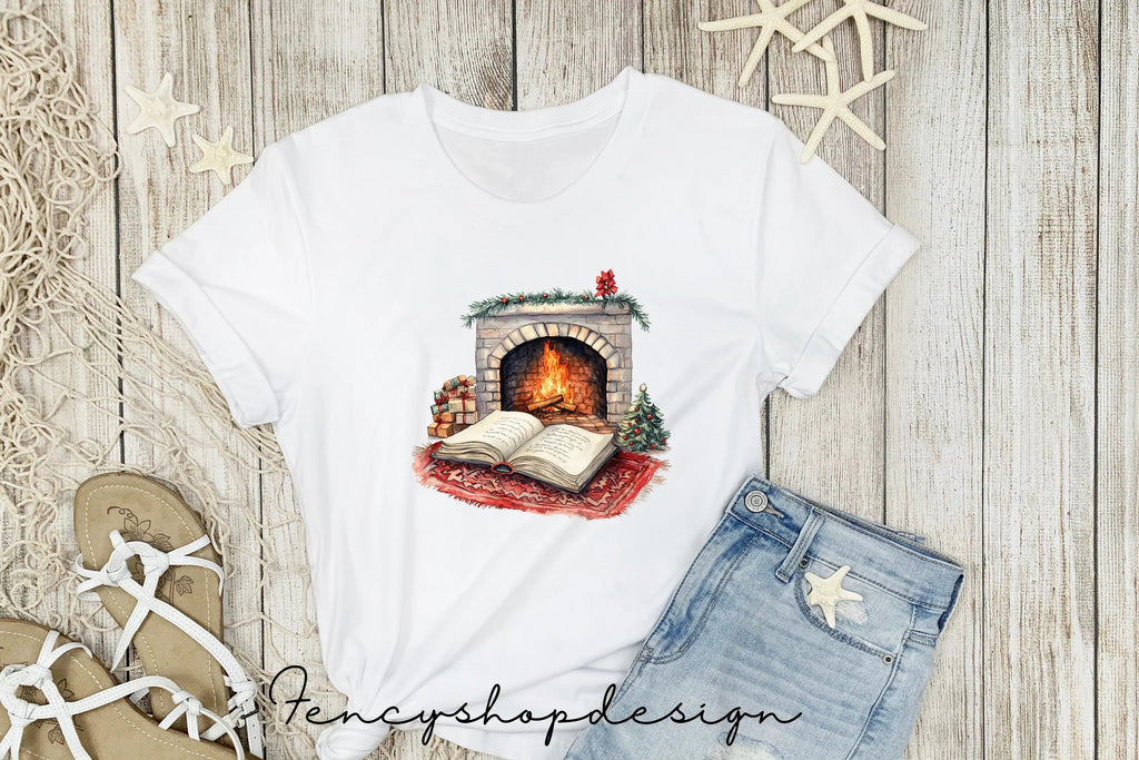Cozy Winter Fireplace Reading Clipart Bundle