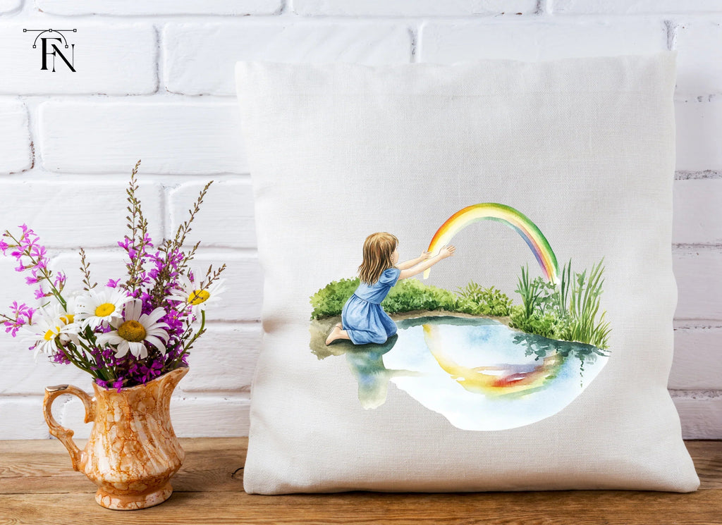 Girl Reaching for Rainbow Clipart Bundle