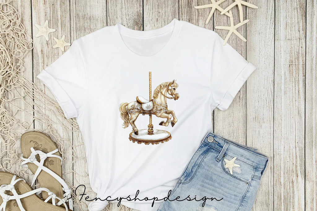 Festive Carousel Horse Clipart Bundle