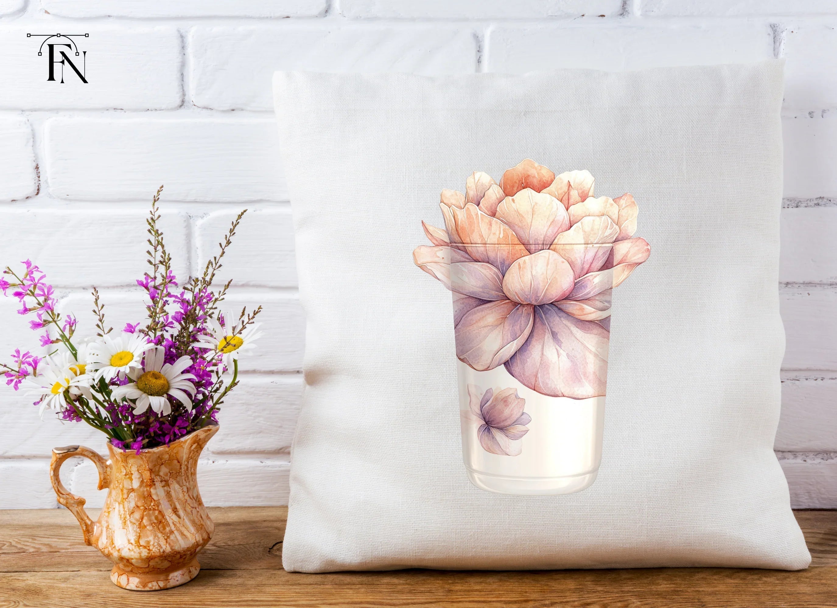 Peony Flower Tumbler Clipart Bundle