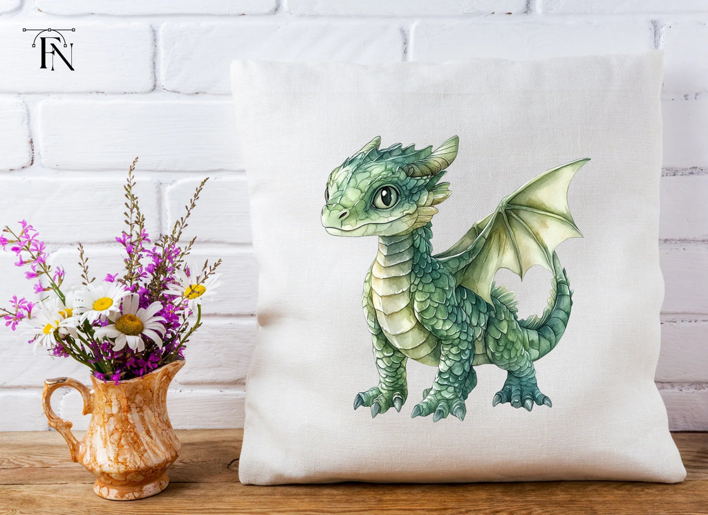 Charming Green Baby Dragon Clipart Bundle