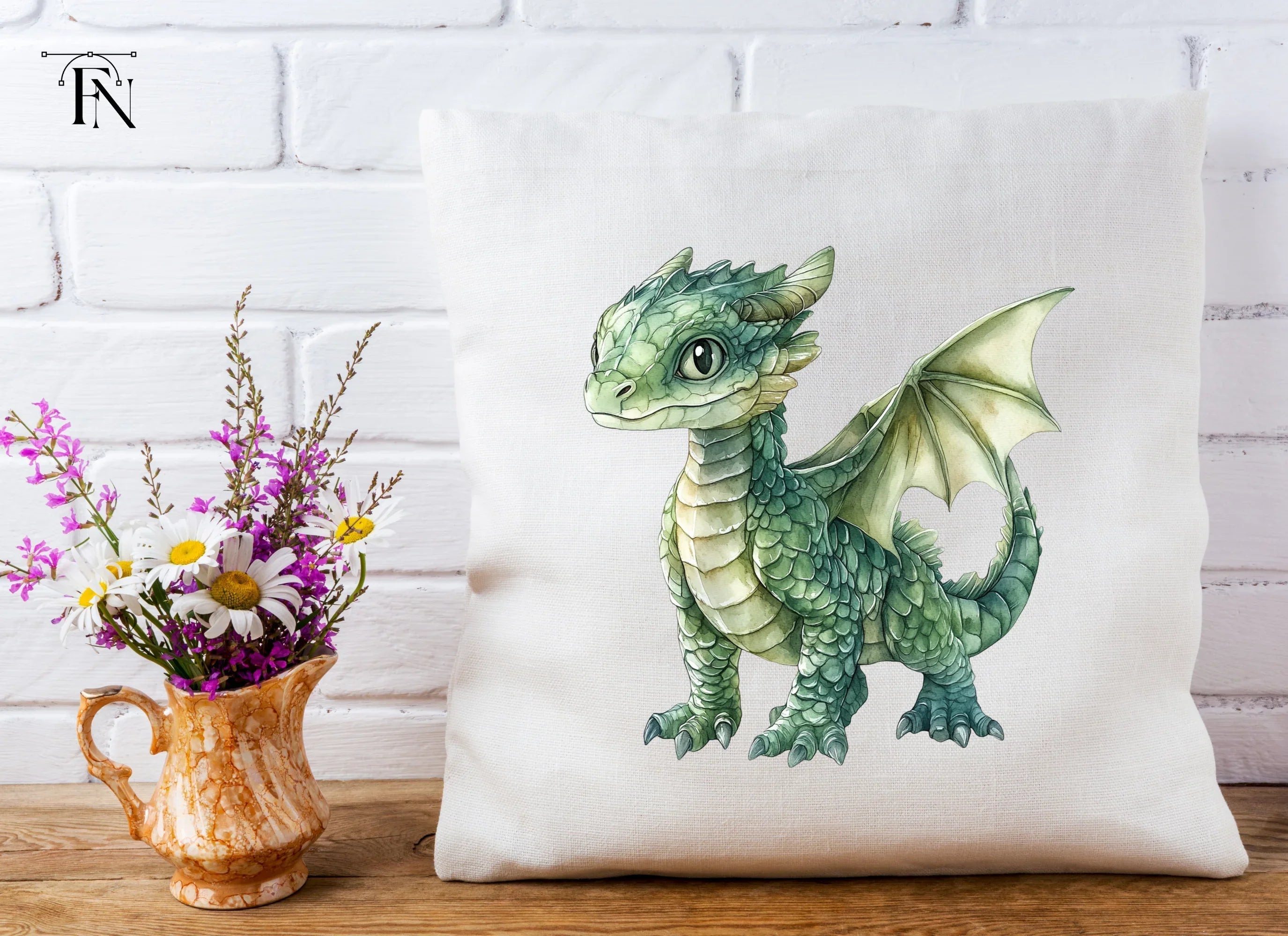 Charming Green Baby Dragon Clipart Bundle