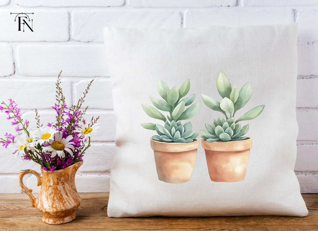 Cute Potted Succulent Duo Clipart Bundle