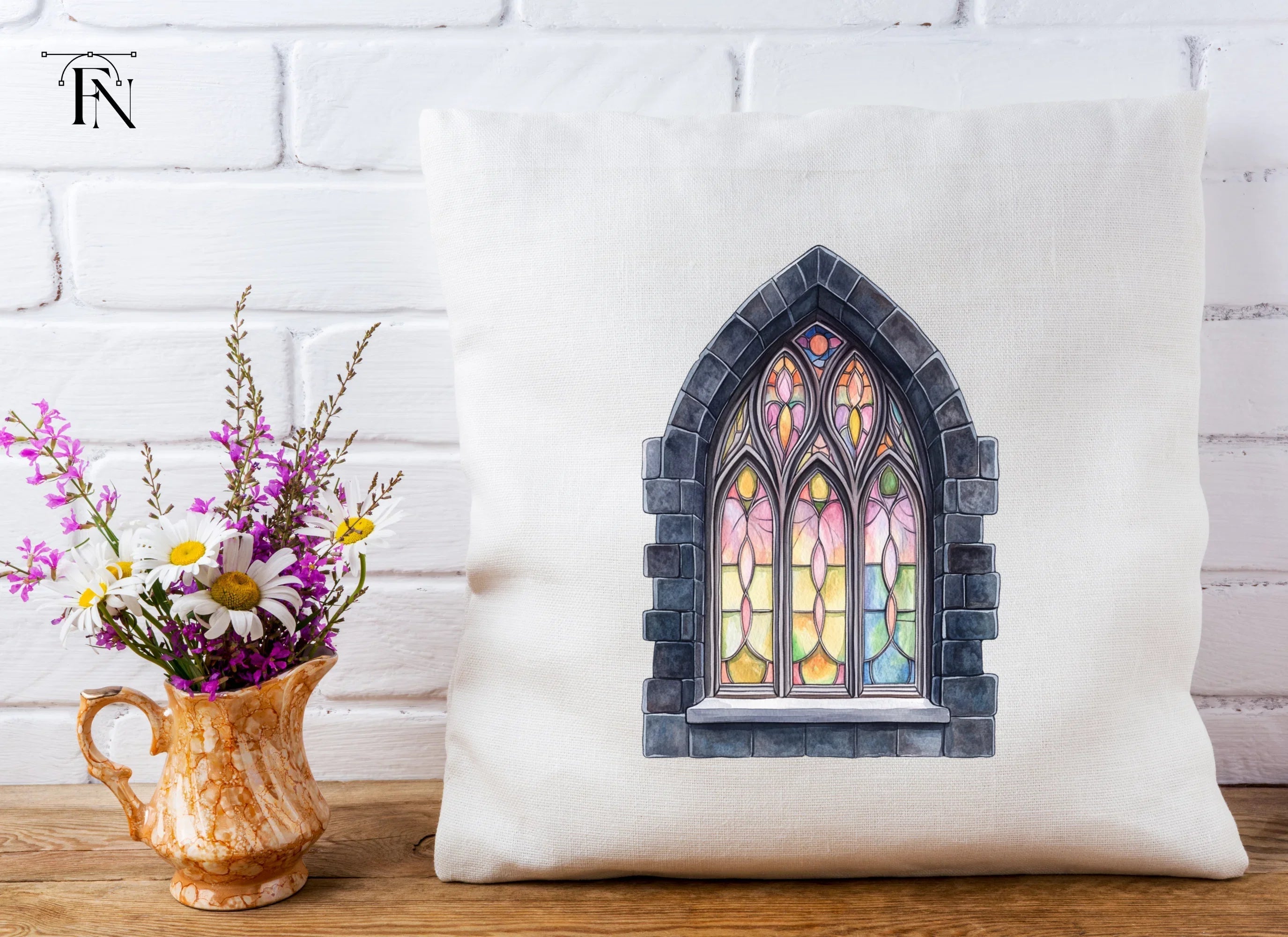 Gothic Stained Glass Window Clipart Bundle