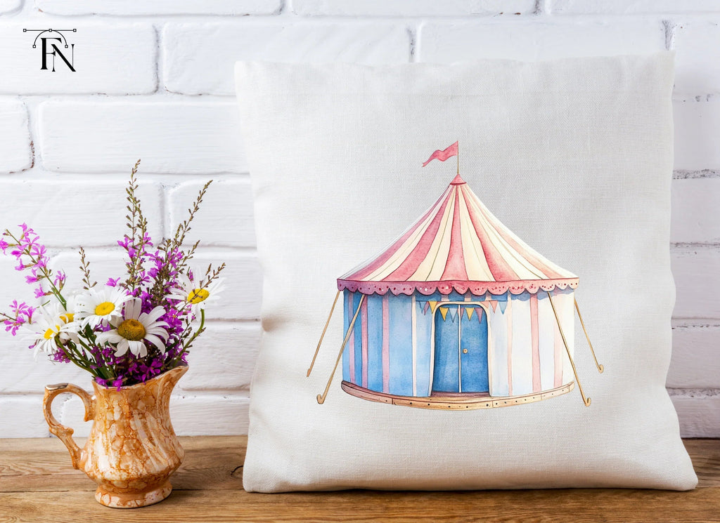 Blue and Pink Circus Tent Clipart Bundle