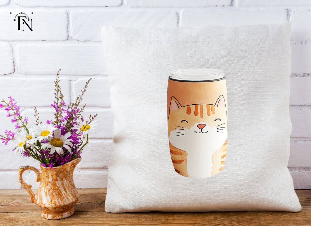 Cute Orange Tabby Cat Tumbler Clipart Bundle