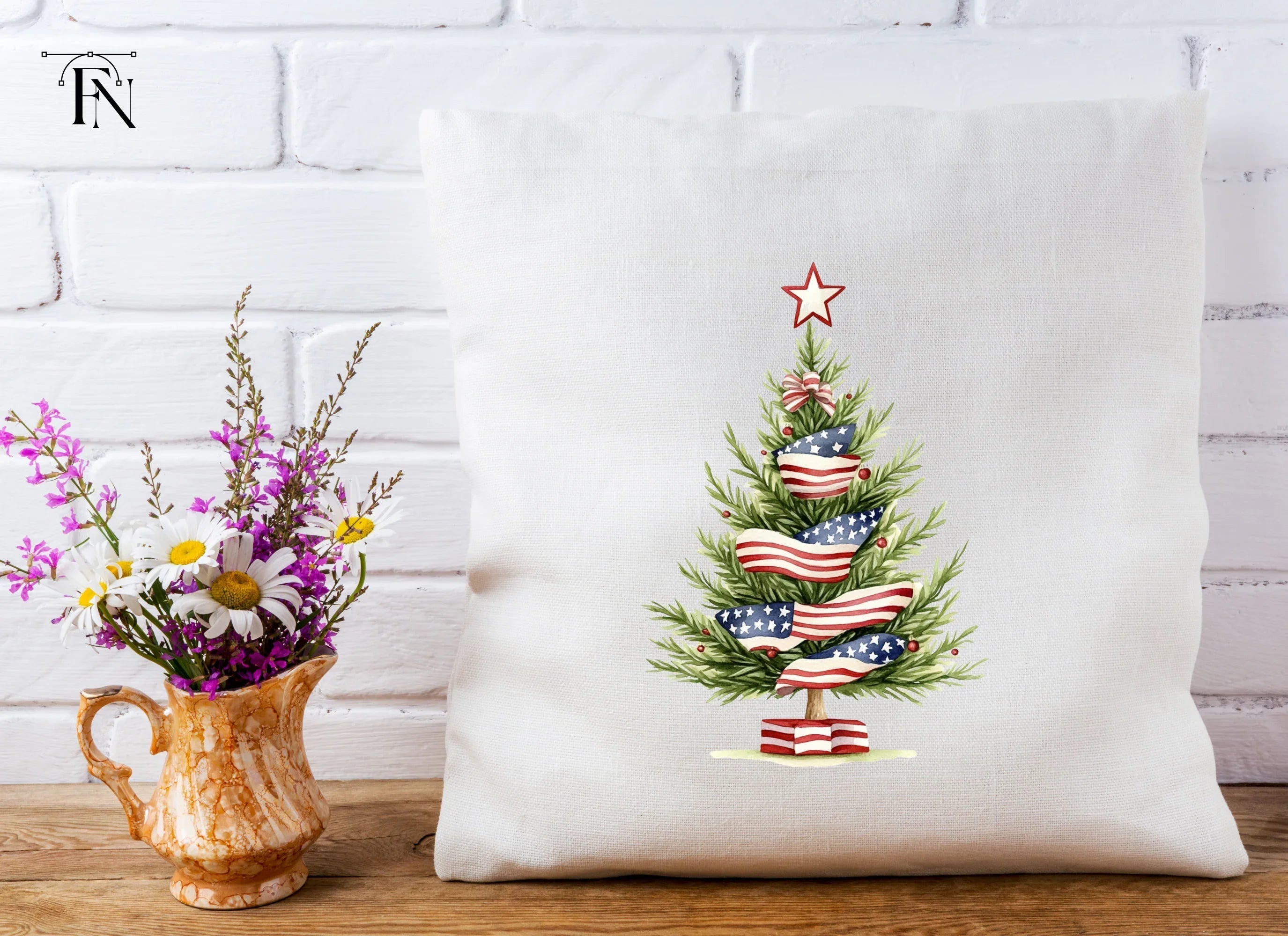 Patriotic Christmas Tree Clipart Bundle