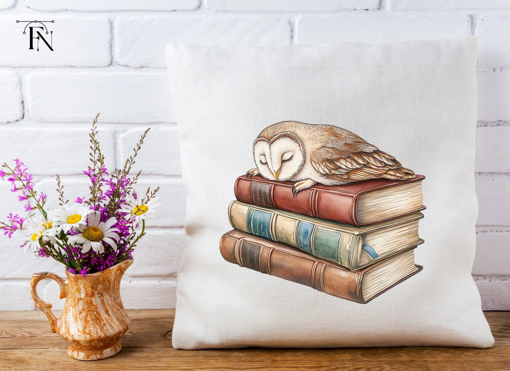 Sleeping Owls on Vintage Books Clipart Bundle