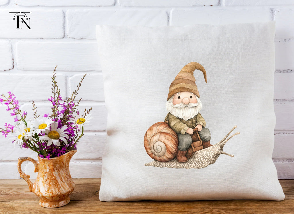 Cute Gnomes Riding Snails Clipart Bundle