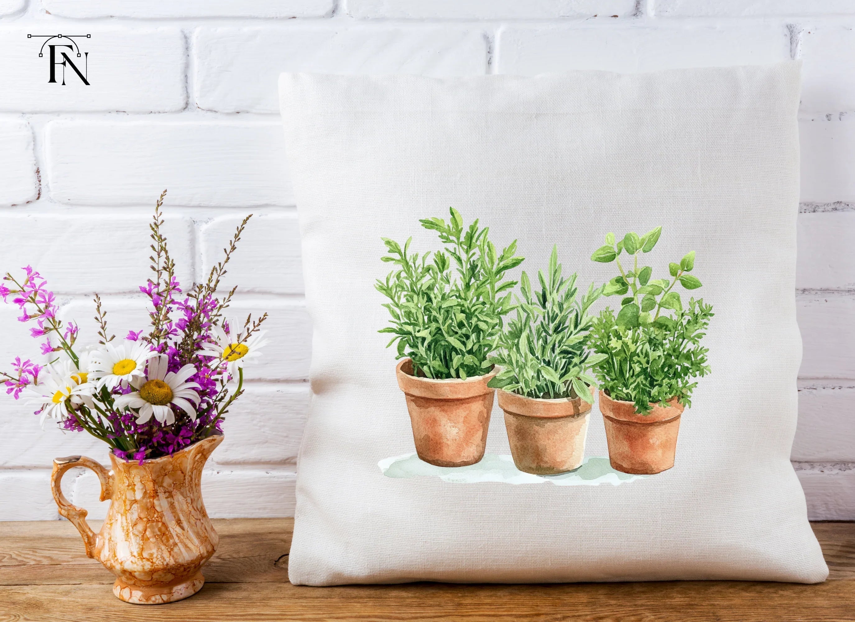 Assorted Potted Herbs Clipart Bundle