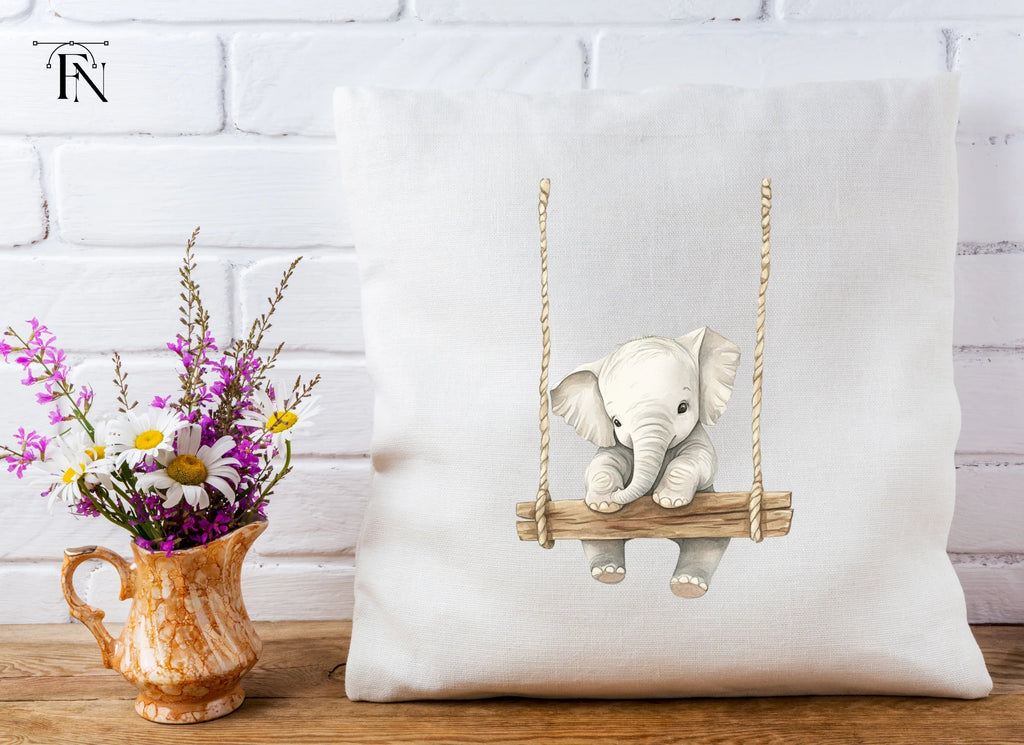Cute Baby Elephant on Swing Clipart Bundle