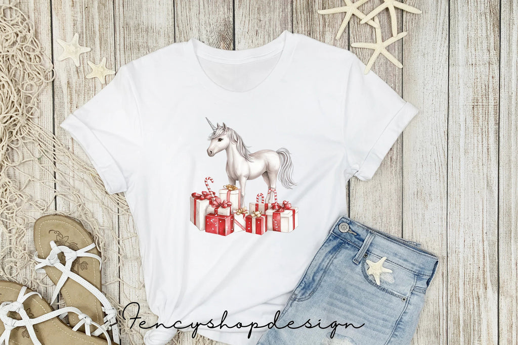 Christmas Unicorn Wreath Clipart Bundle