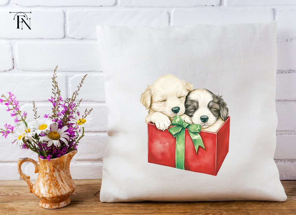 Puppies in Gift Box Clipart Bundle