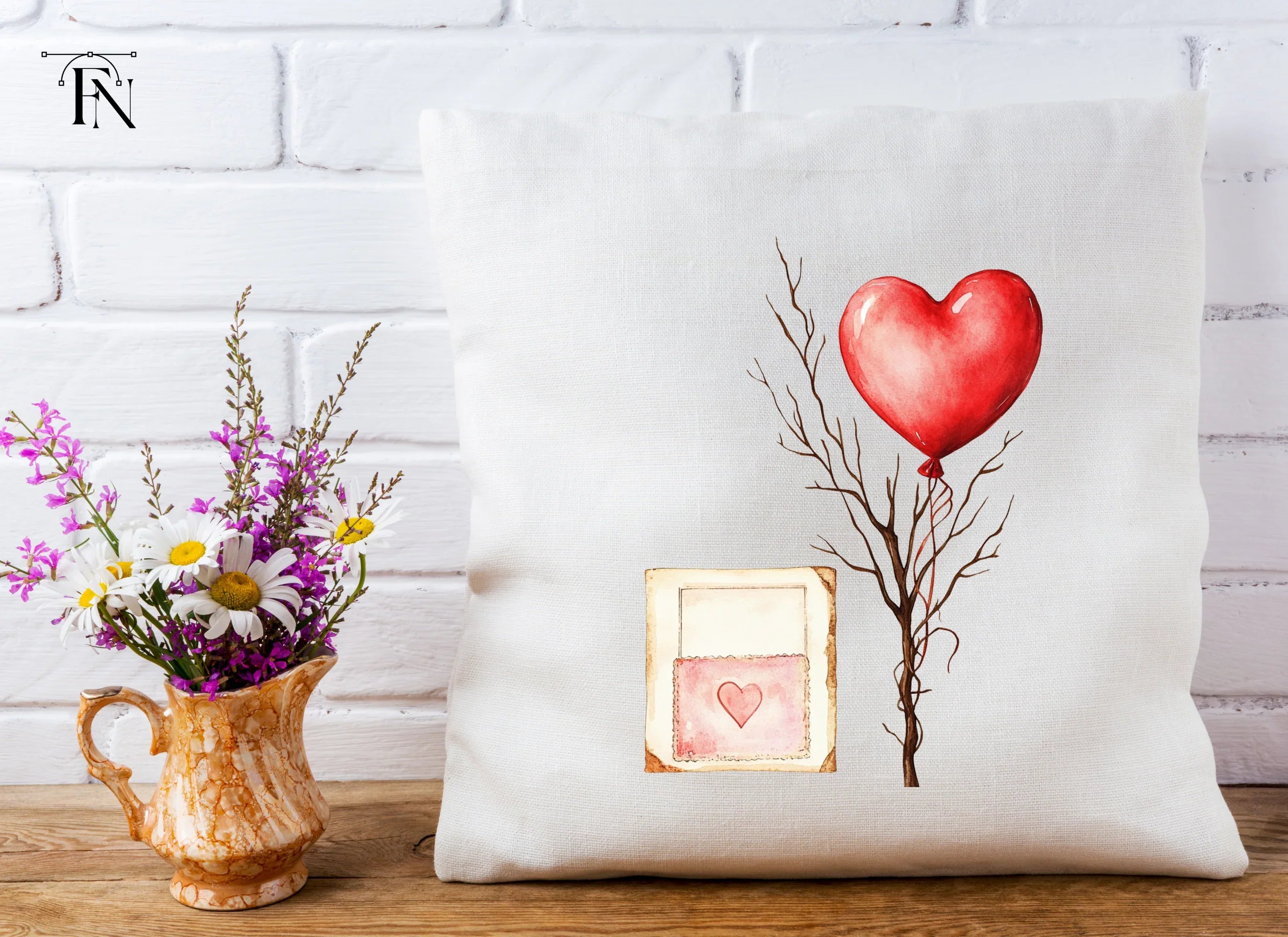 Vintage Love Hearts Branches Clipart Bundle