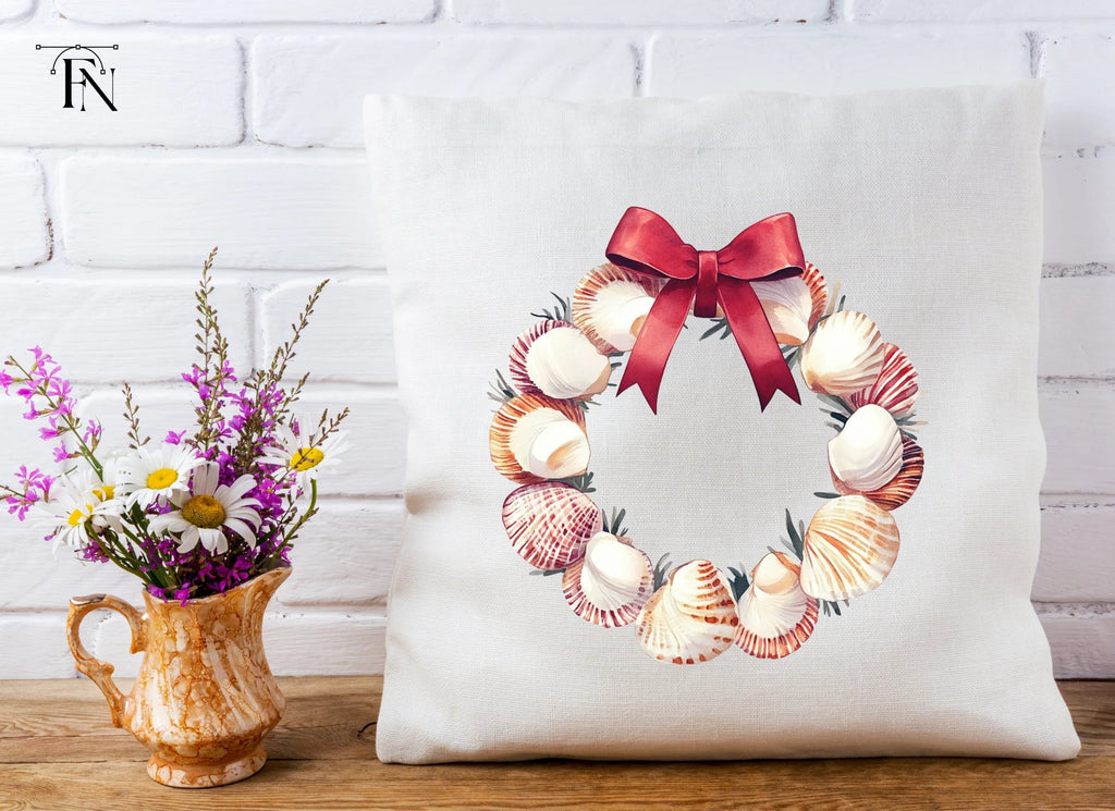 Seashell Christmas Wreath Clipart Bundle