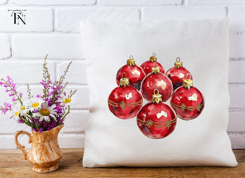 Red Christmas Ornaments Clipart Bundle