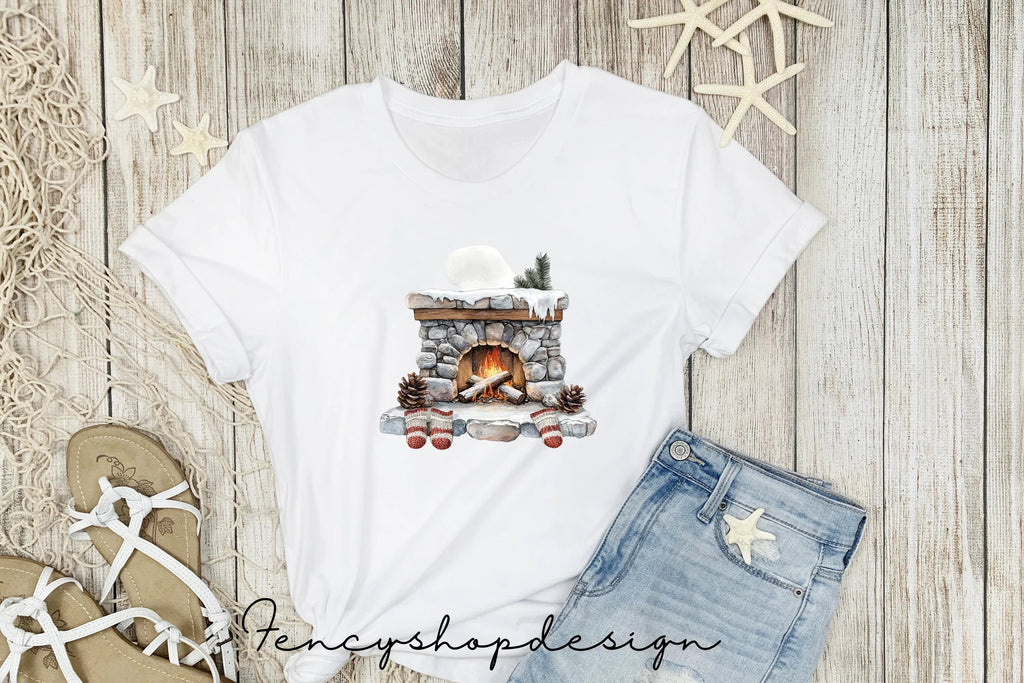 Cozy Christmas Fireplace Clipart Bundle