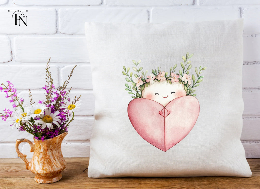 Cute Heart with Floral Crowns Clipart Bundle