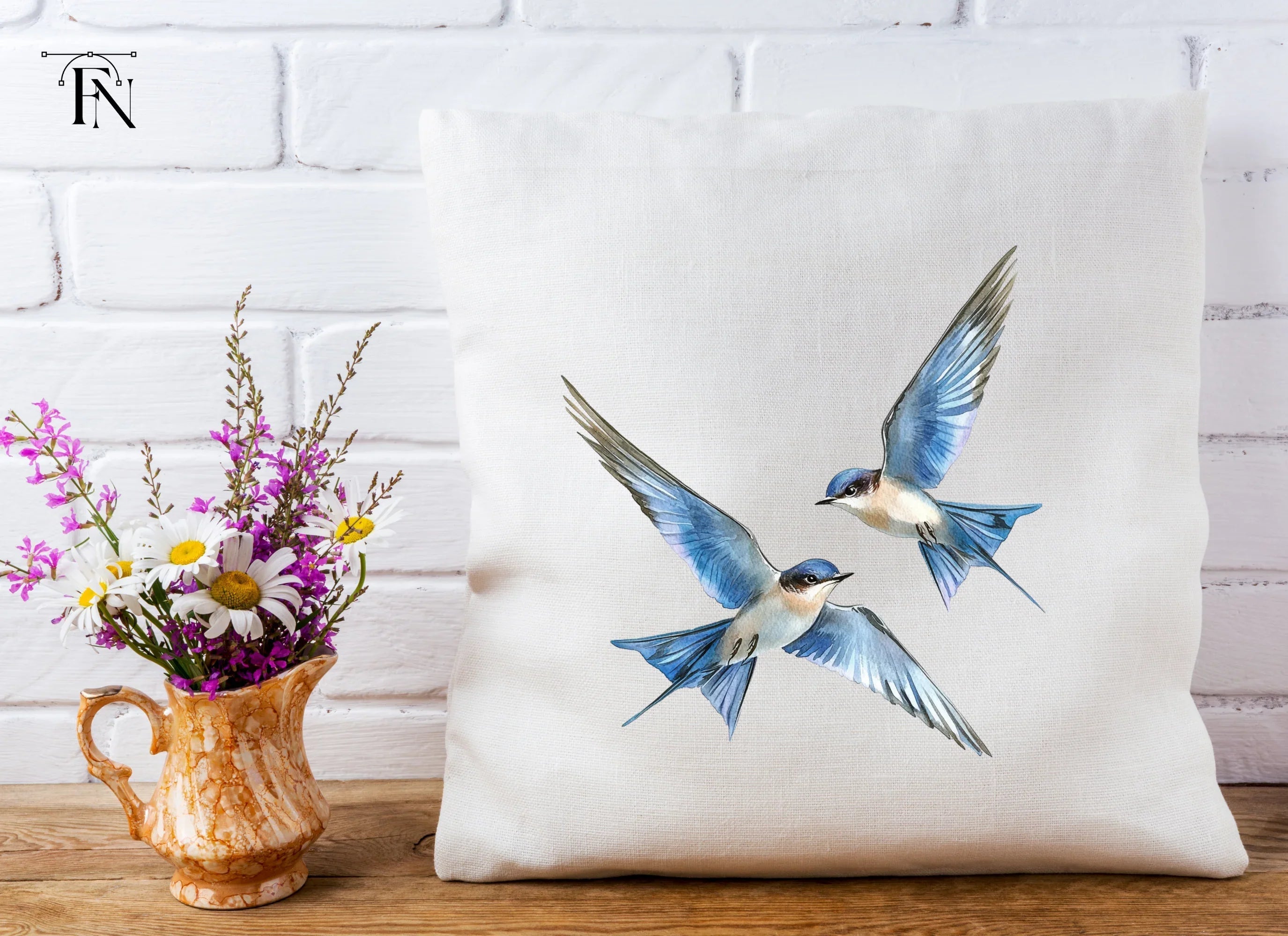 Flying Blue Birds Clipart Bundle