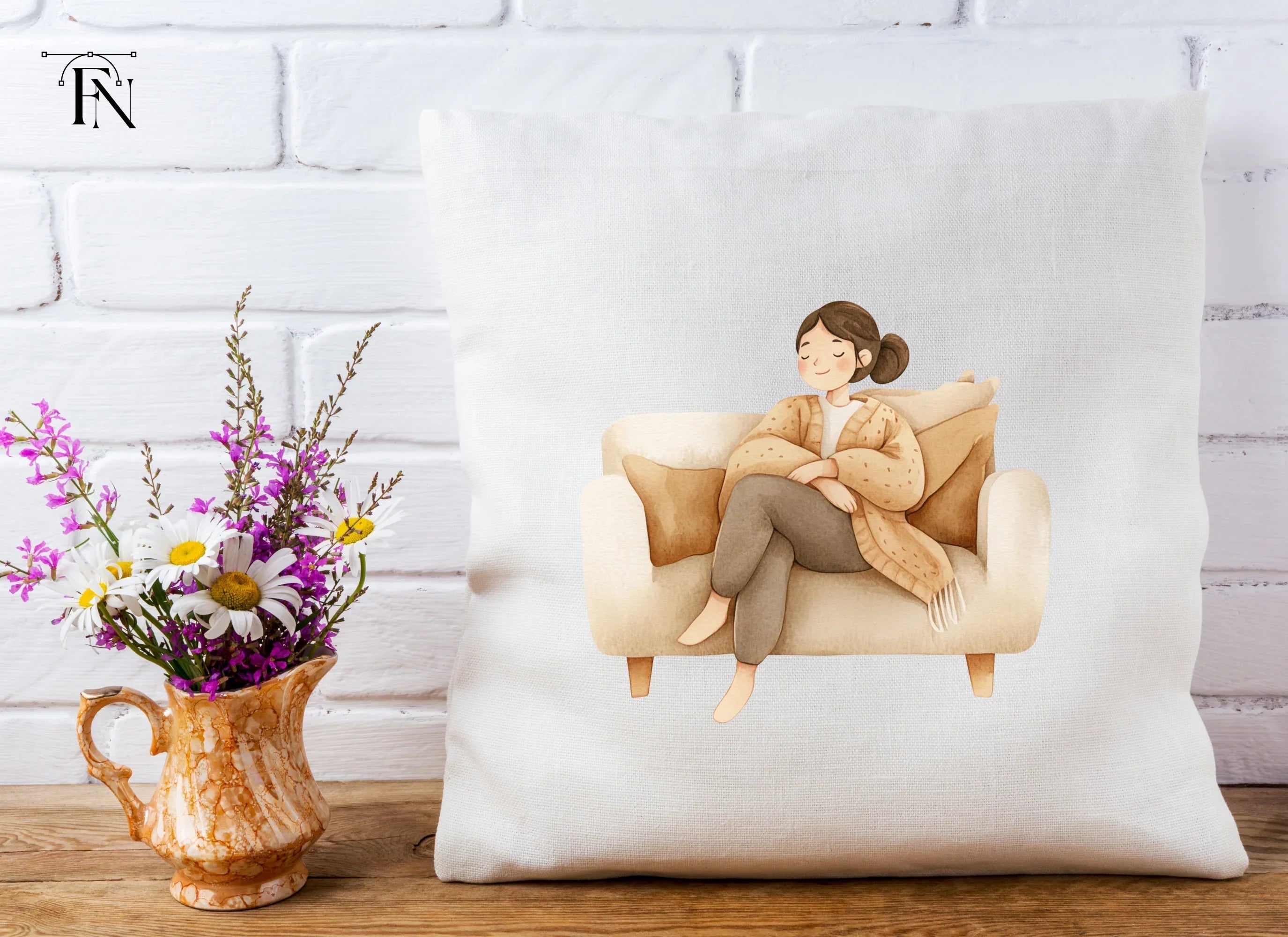 Cozy Women on Sofa Clipart Bundle