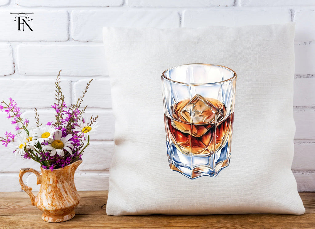 Whiskey Glasses with Ice Clipart Bundle