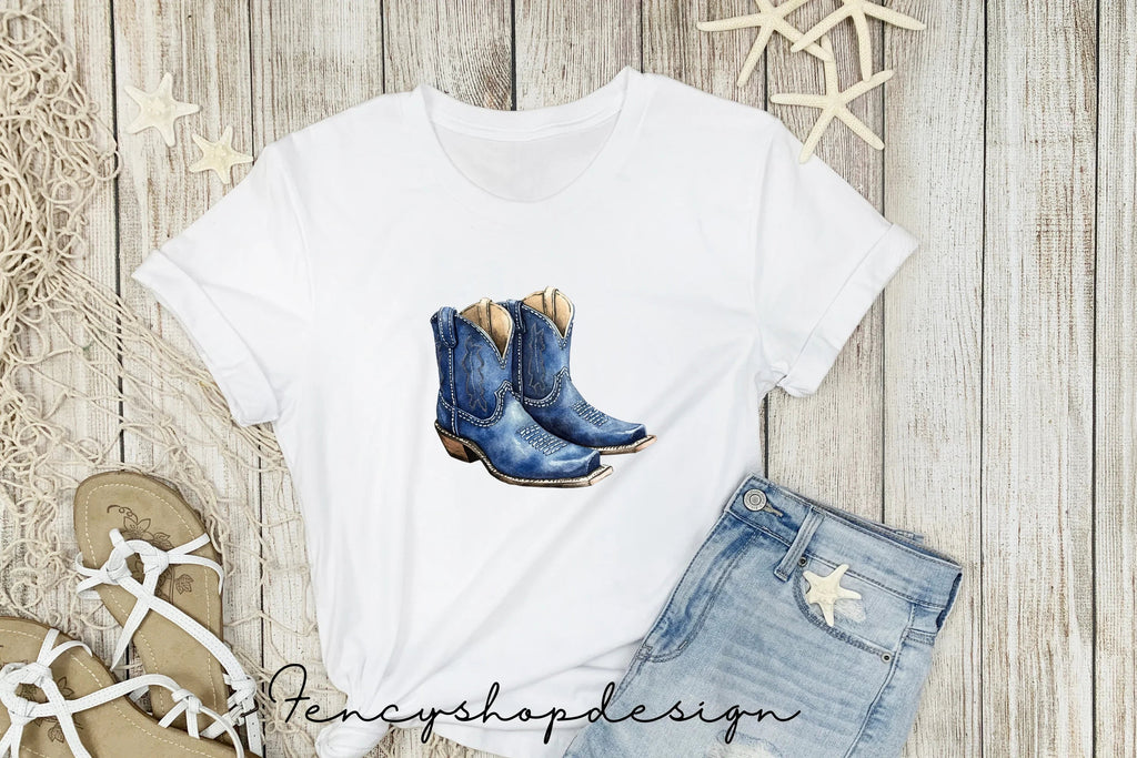 Blue Cowboy Boots Clipart Bundle