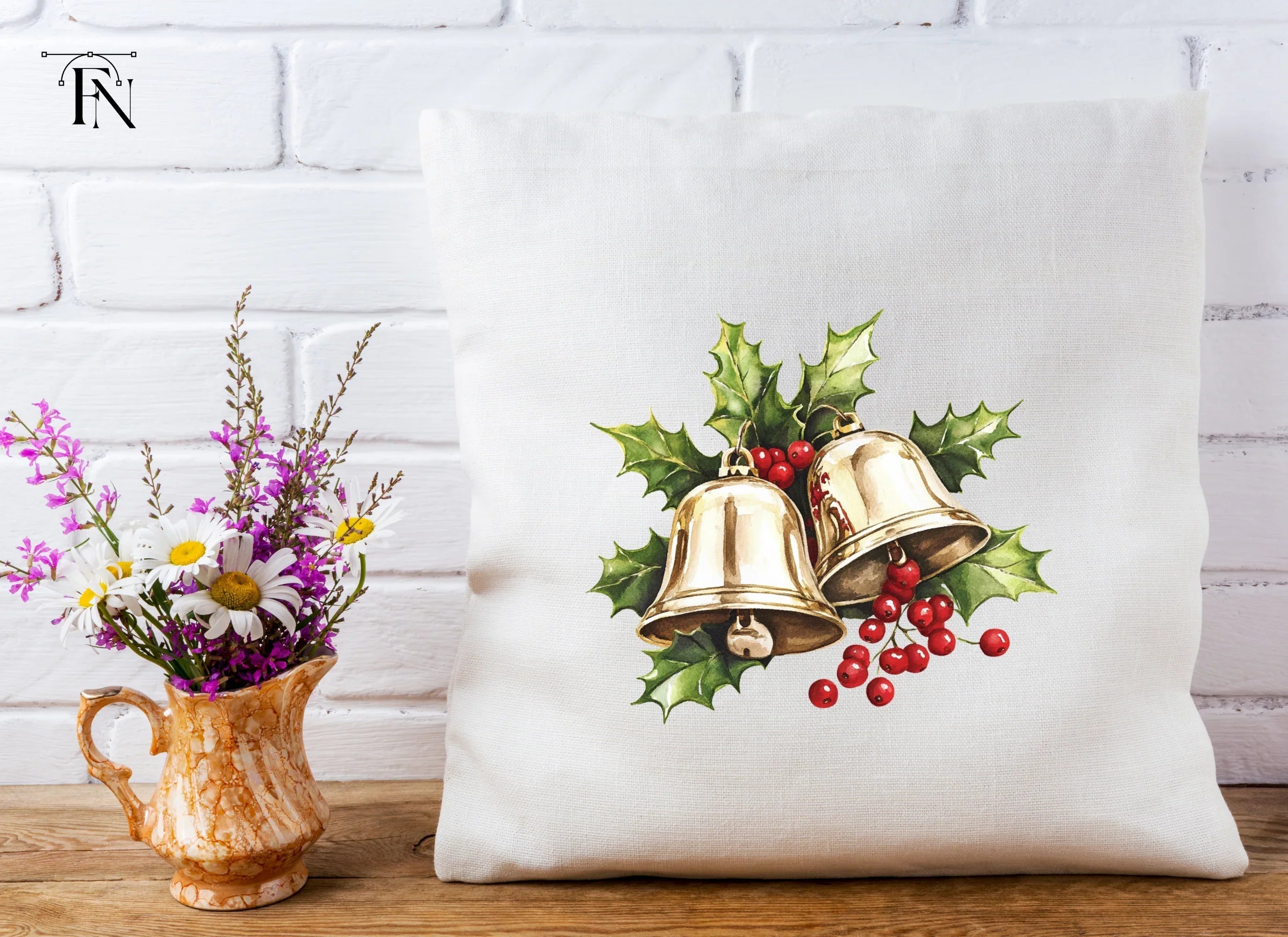 Festive Bells and Holly Clipart Bundle