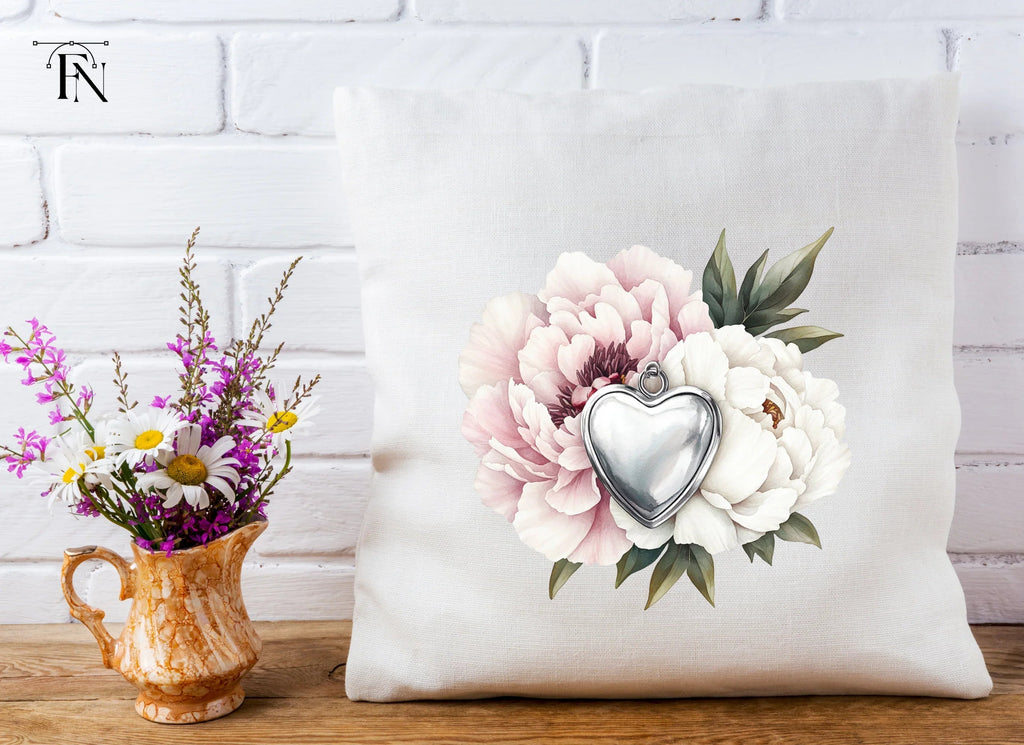 Heart Locket Peony Clipart Bundle