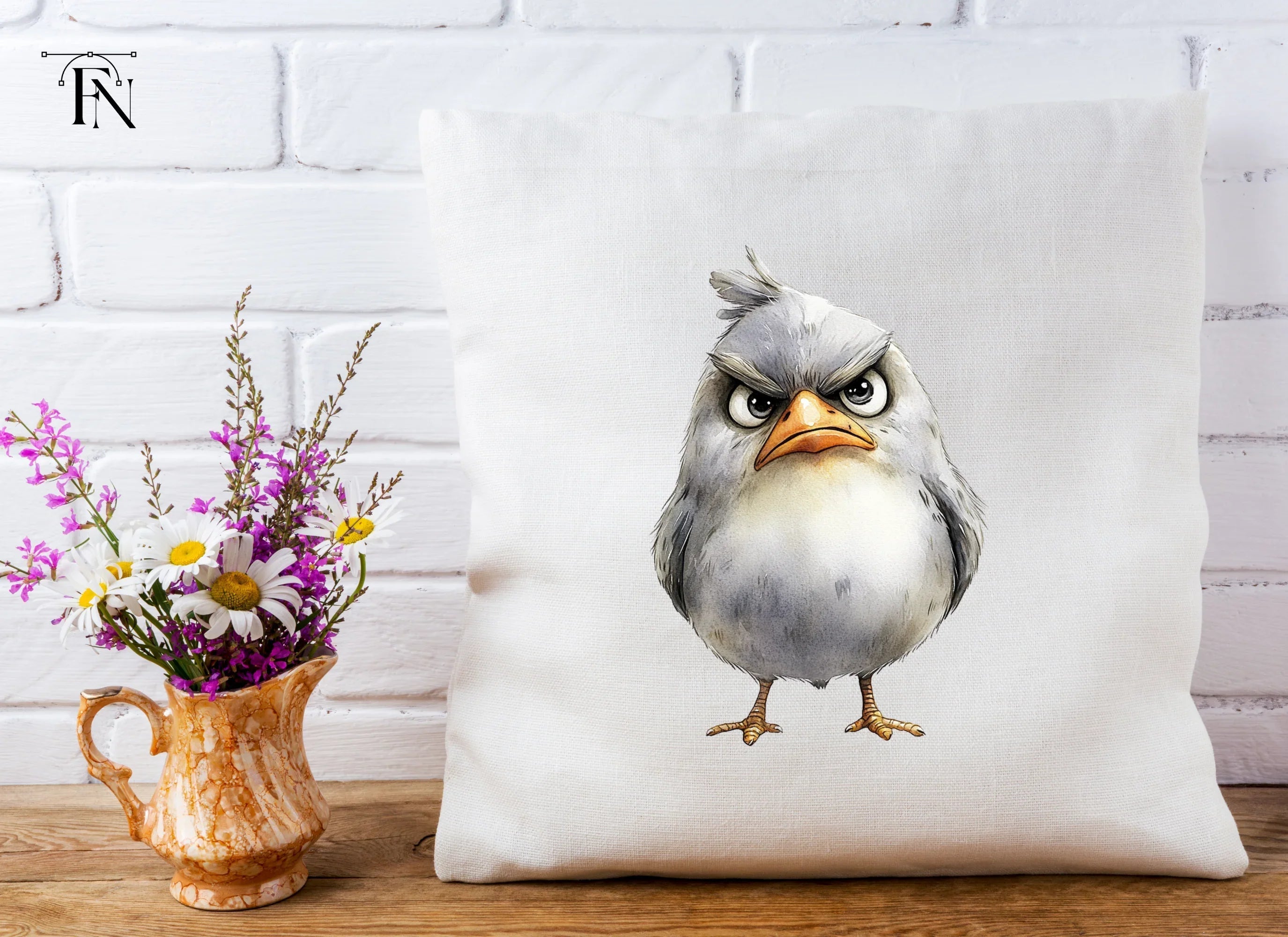 Angry Grey Bird Cartoon Clipart Bundle
