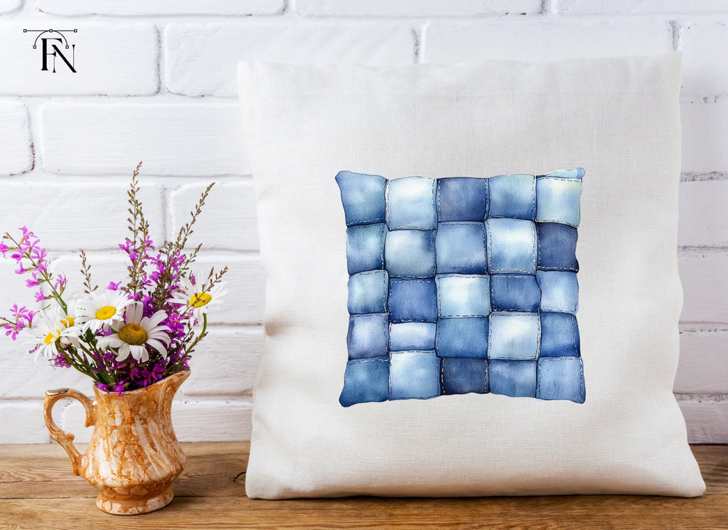 Denim Patchwork Pillow Clipart Bundle
