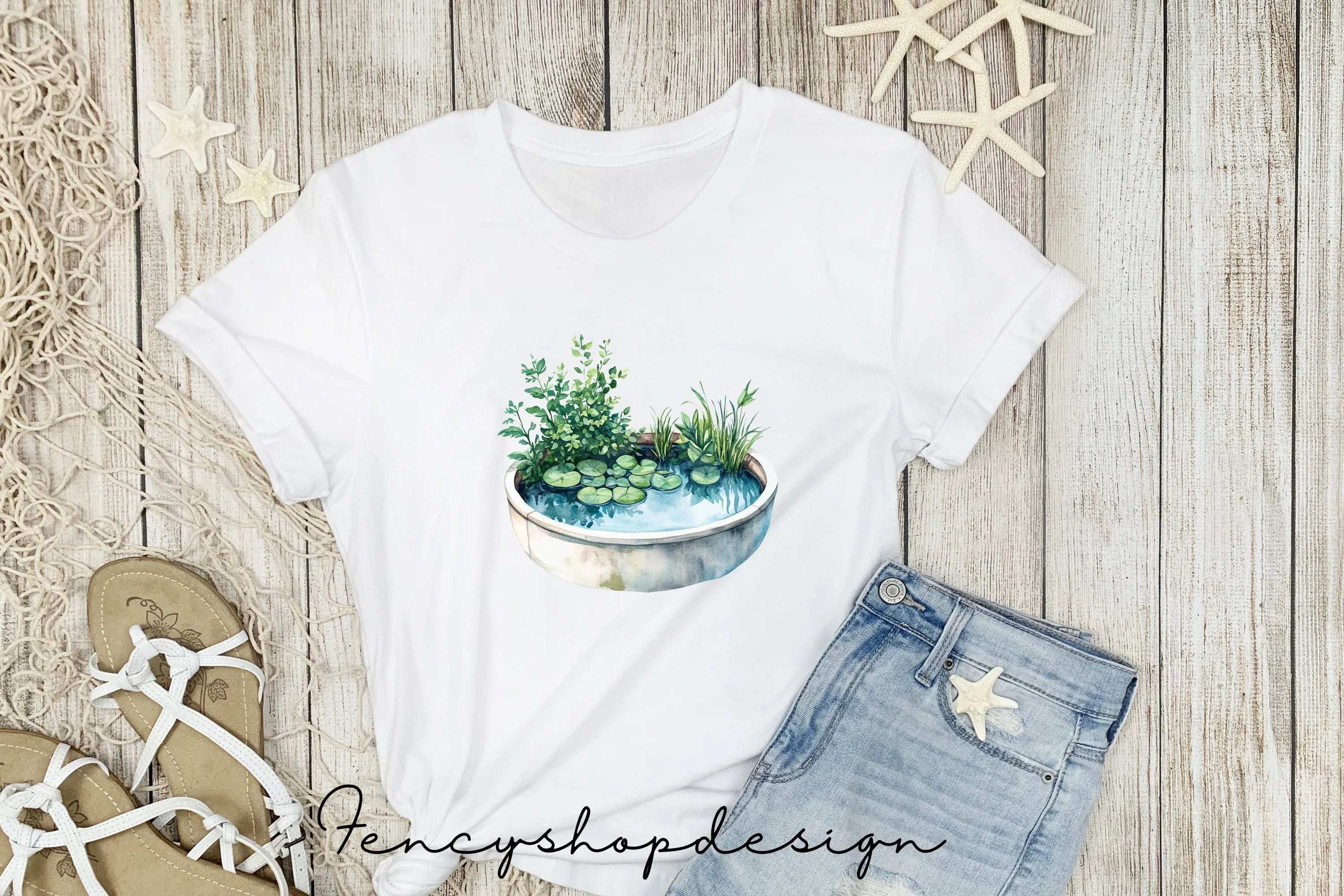 Serene Pond Garden Clipart Bundle