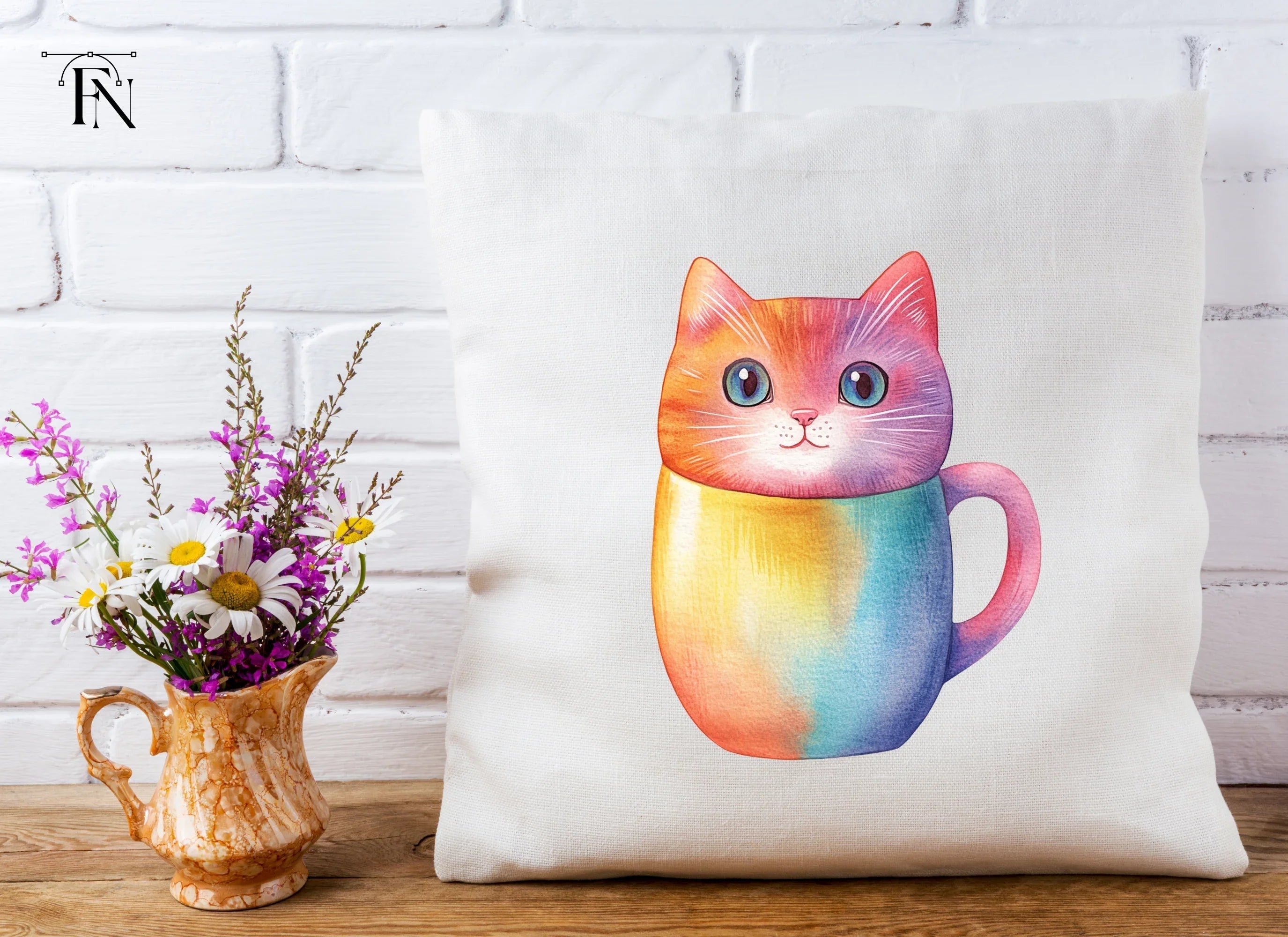 Vibrant Rainbow Cat Clipart Bundle