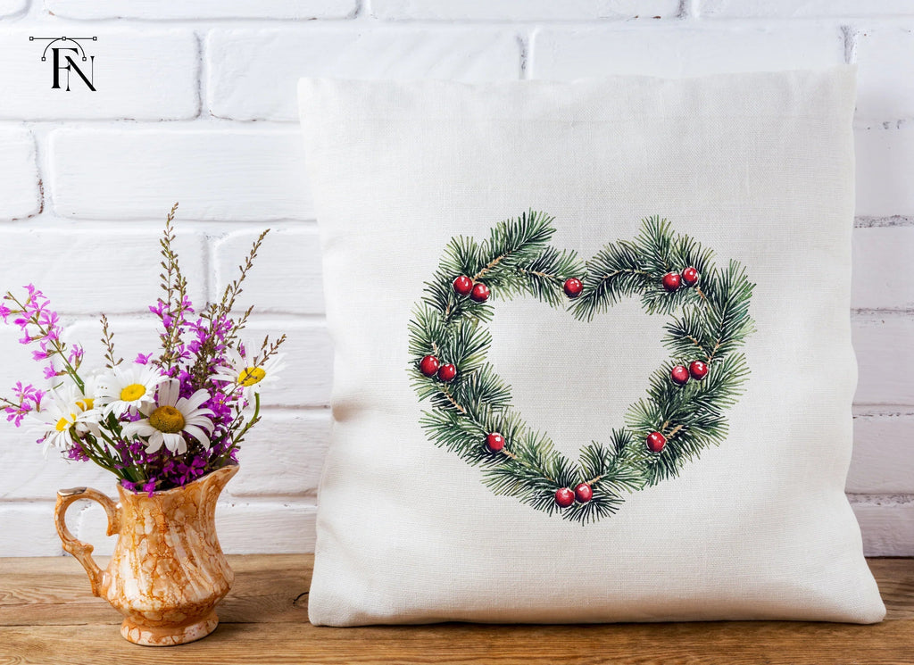 Heart Shaped Christmas Wreath Clipart Bundle
