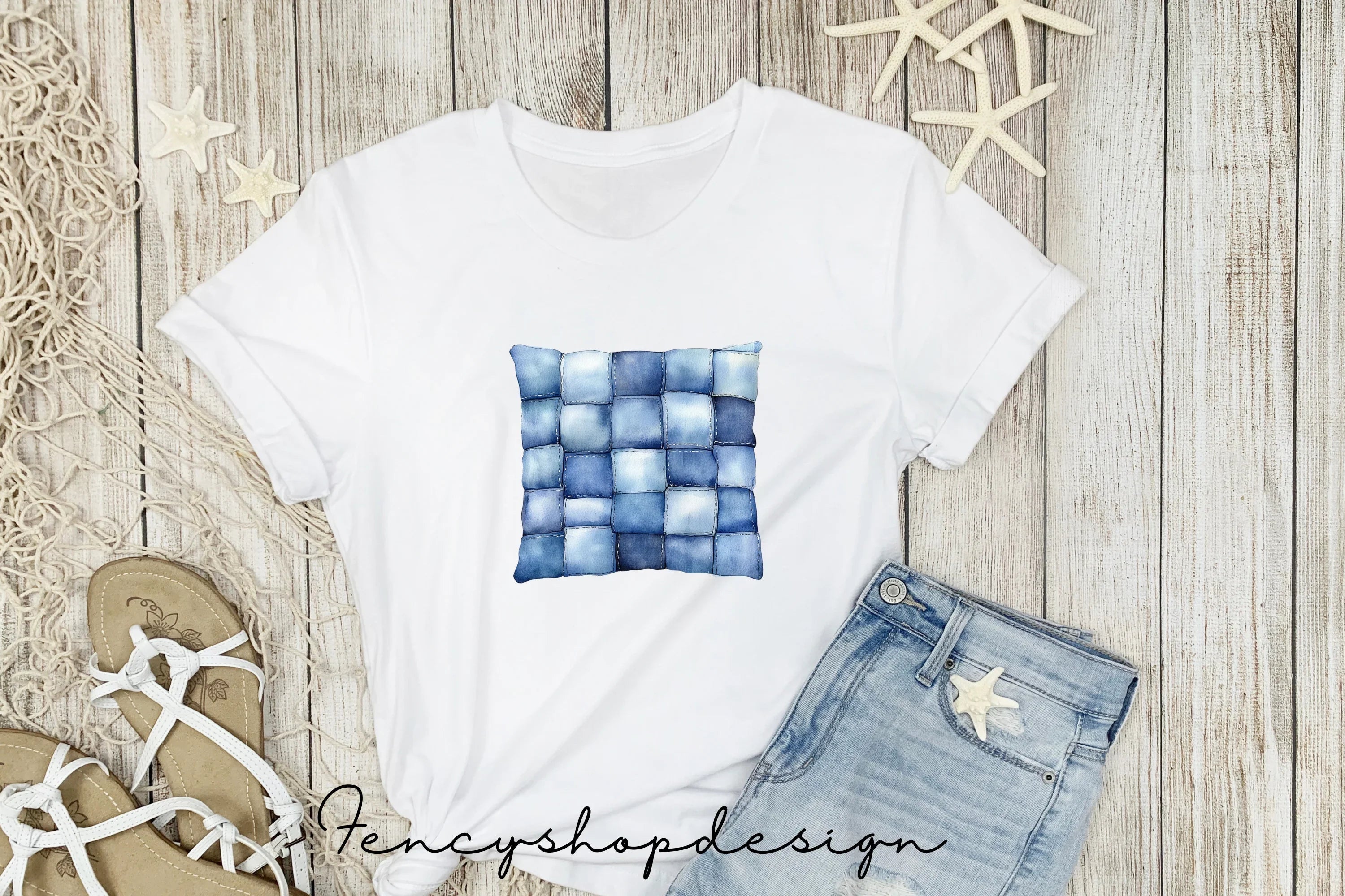 Denim Fabric Textures Clipart Bundle